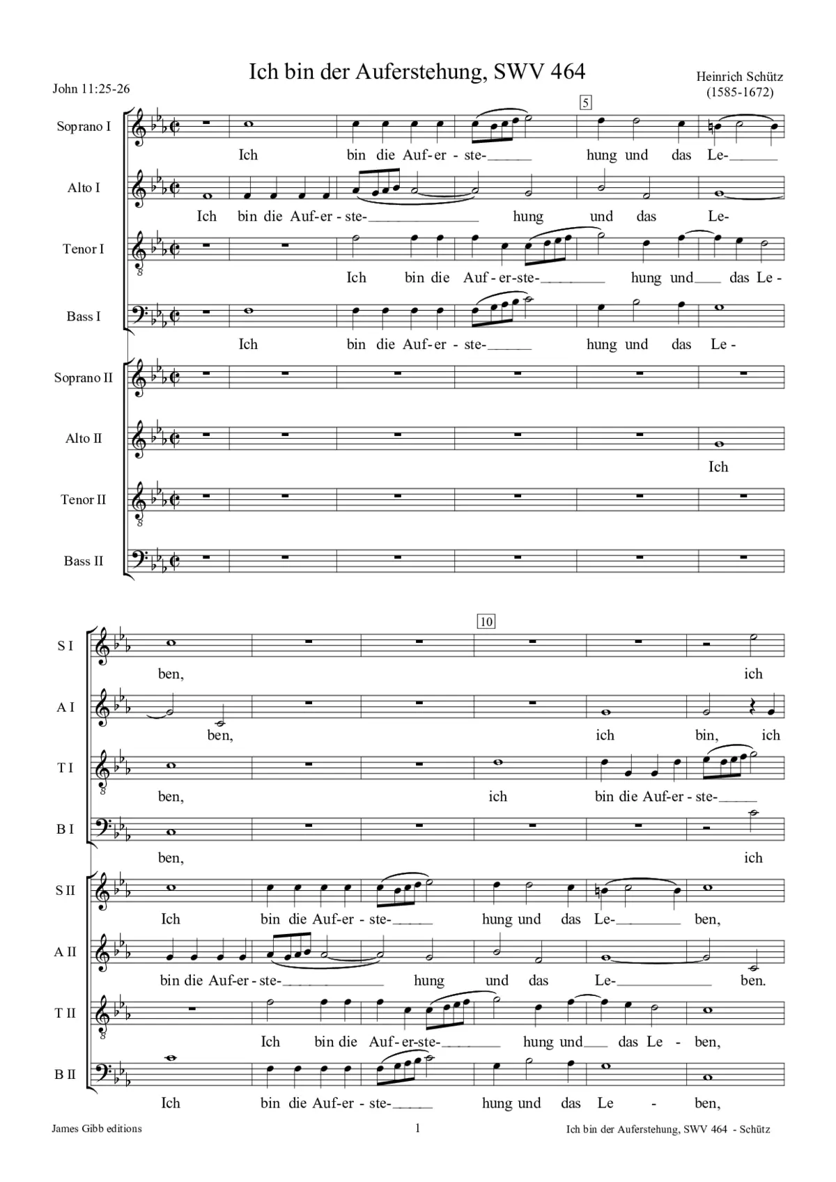 Ich bin die Auferstehung und das Leben, SWV 464 - Page 1