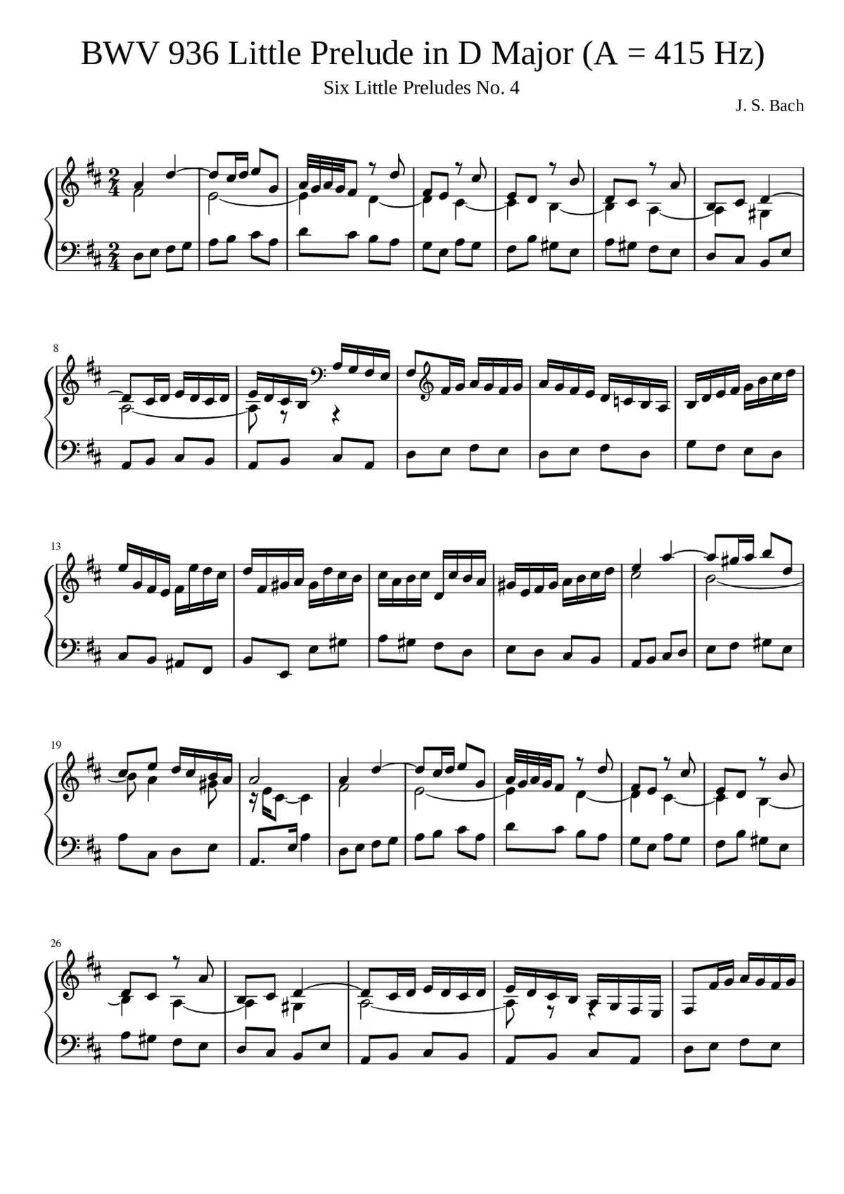 Prelude in D major BWV 936 - Page 1