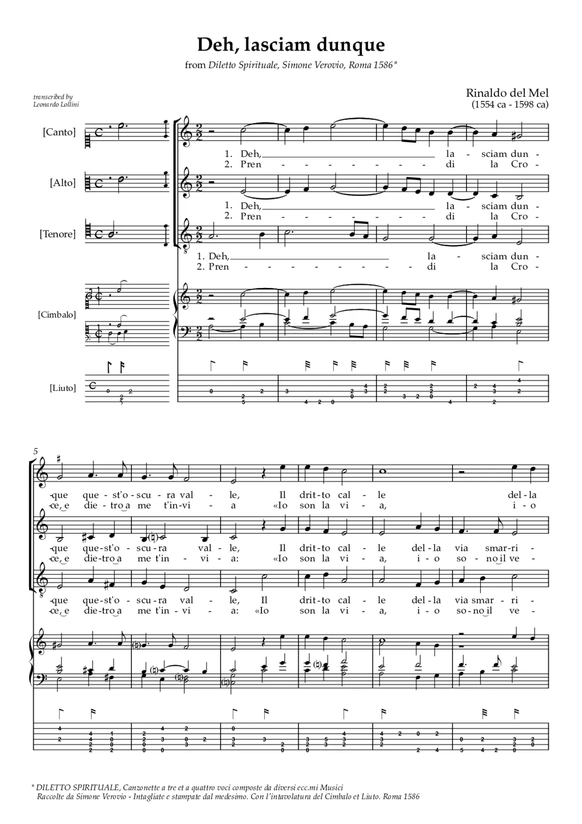 Deh lasciam dunque - Page 1