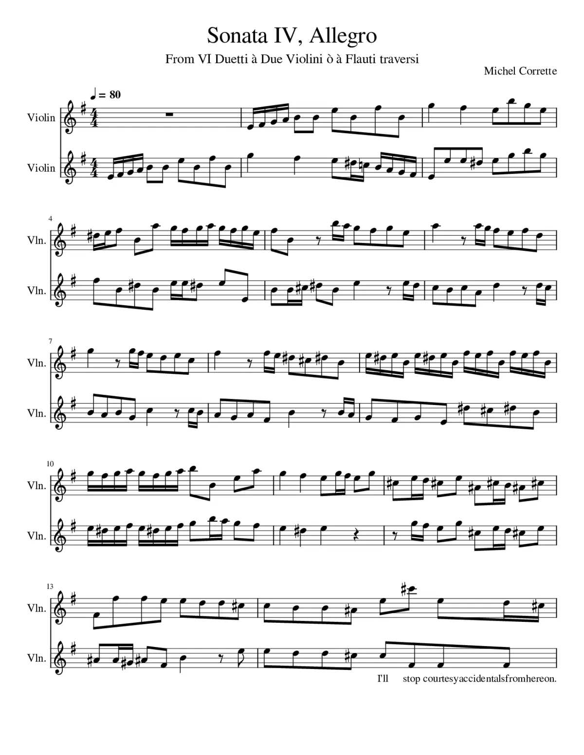 Sonata 4 Les delices de la solitude for 2 Celli Paris 1738 - Page 1