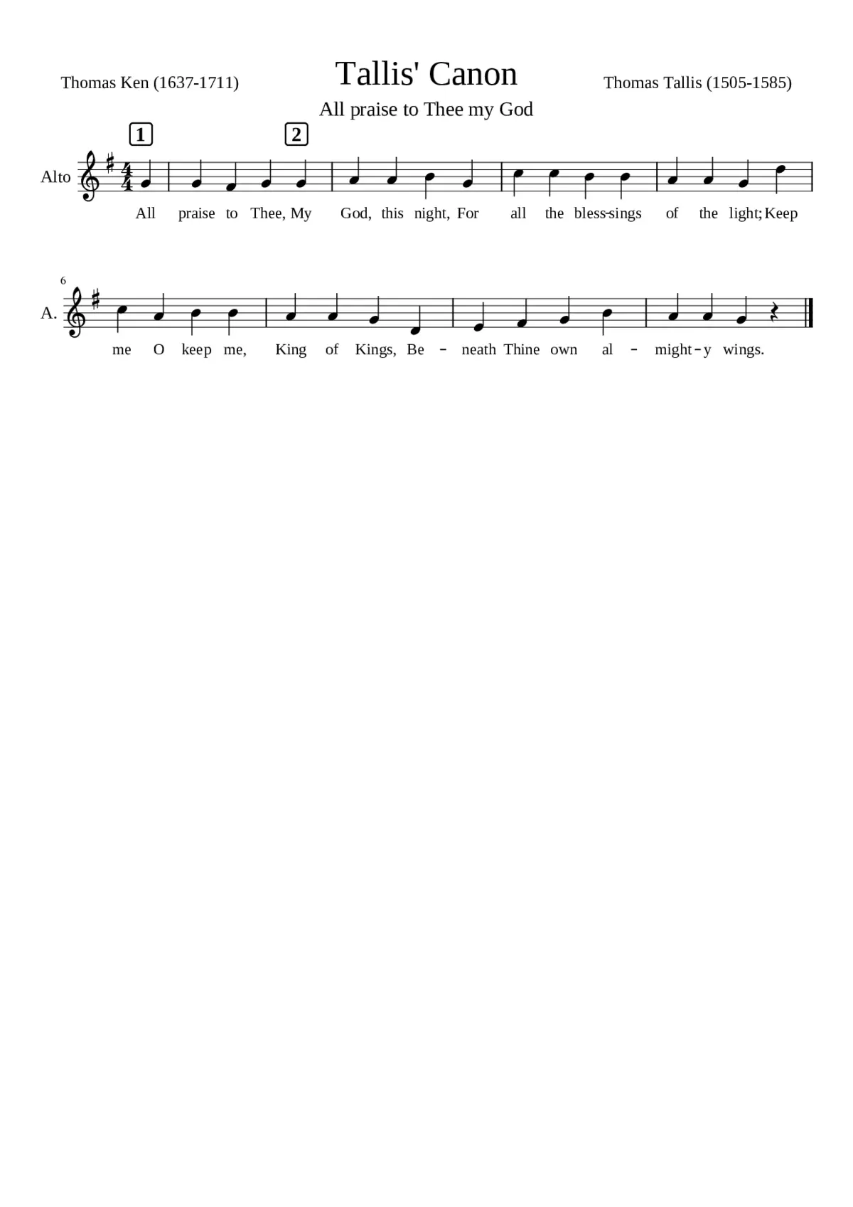 All praise to thee (Tallis' canon) - Page 1