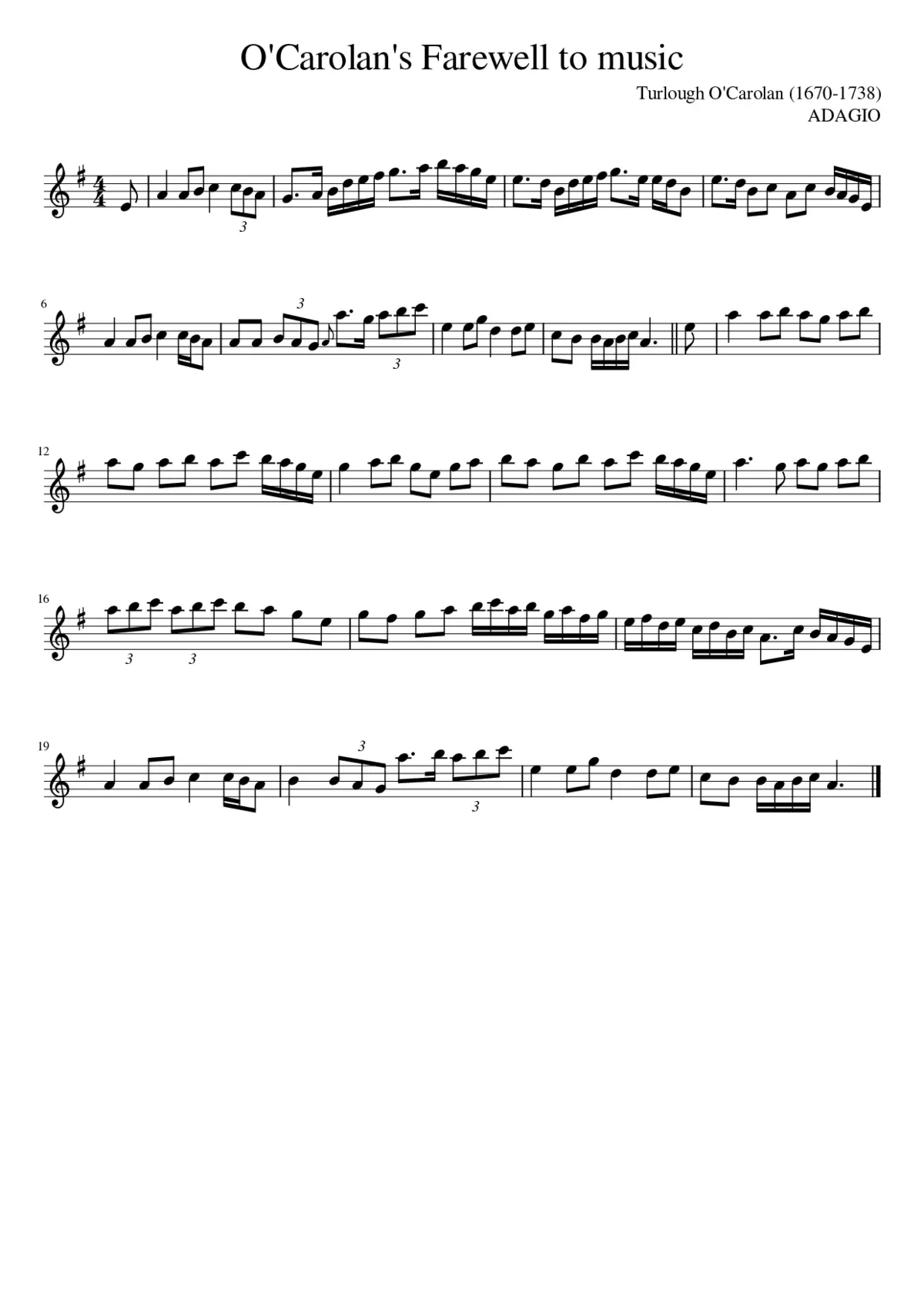 O'Carolan's Farewell to music - Page 1