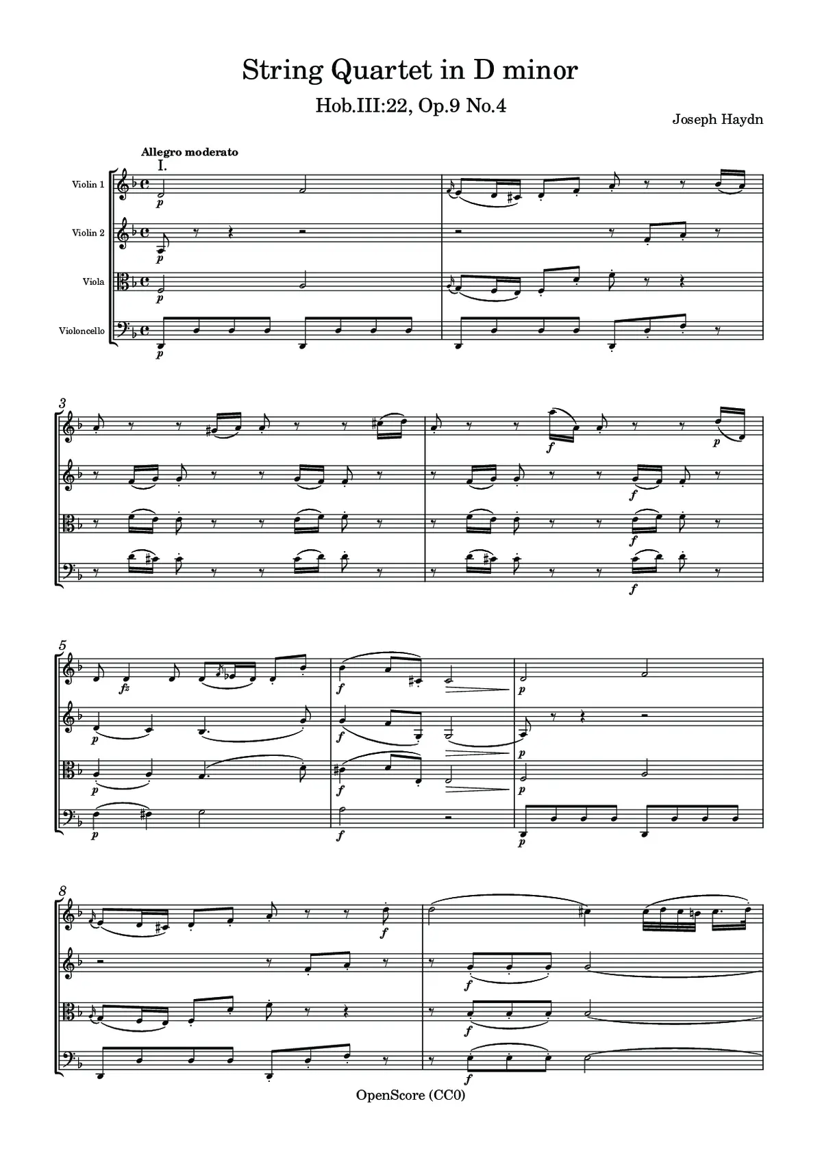 String Quartet in D minor, Hob.III:22, Op.9 No.4 - Page 1