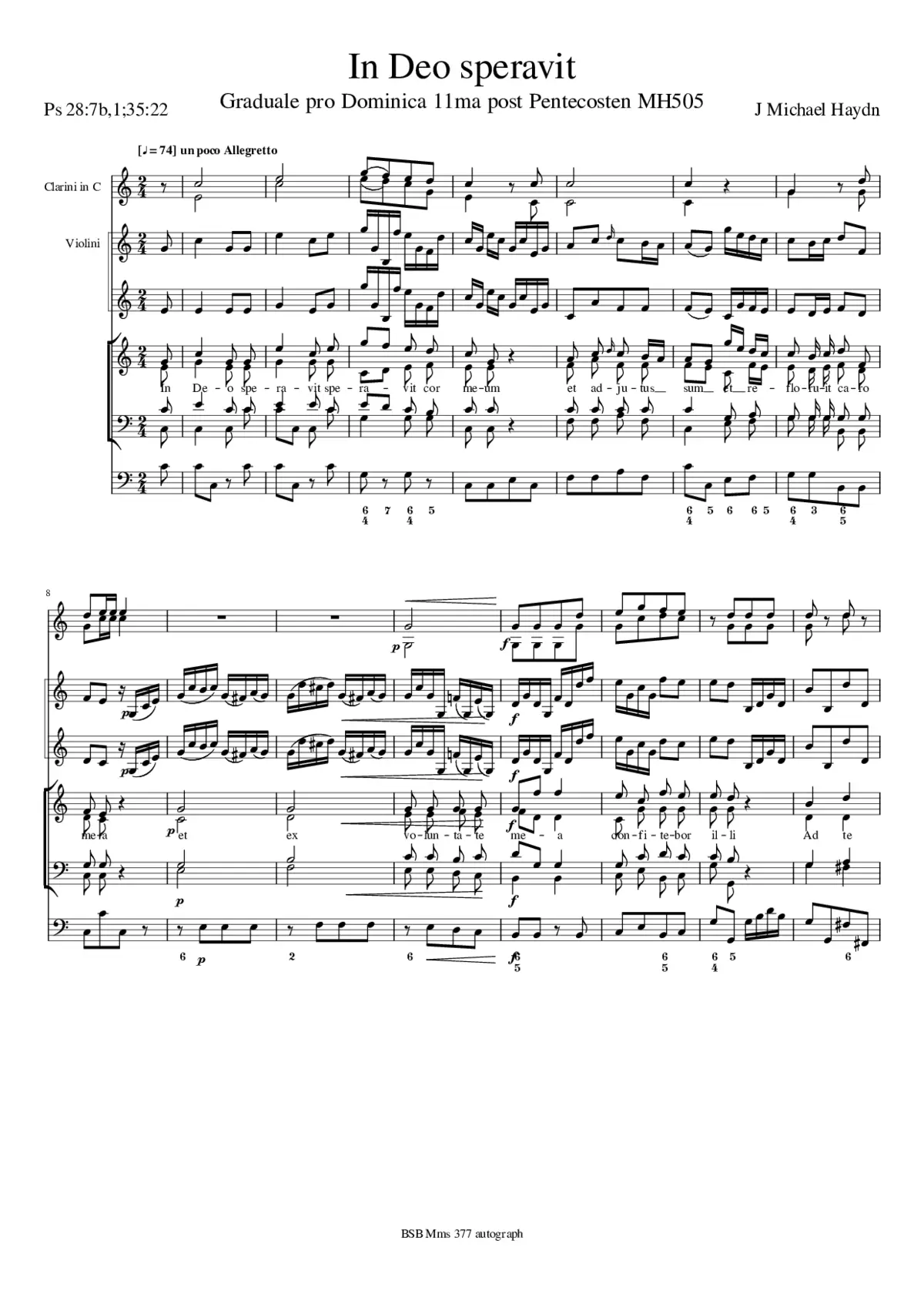 In Deo speravit, MH 505 - Page 1