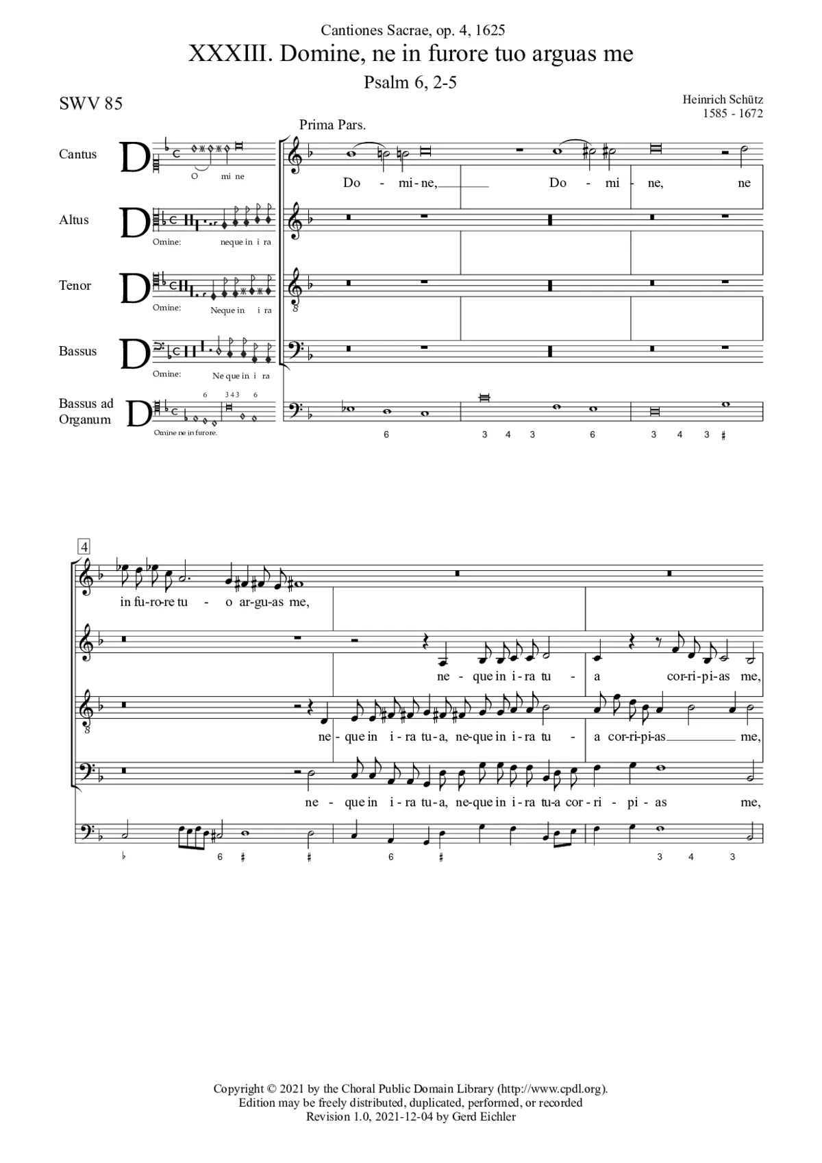 Domine, ne in furore tuo arguas me, SWV 85 - Page 1