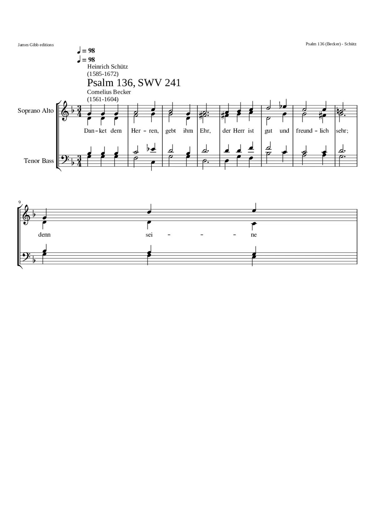 Danket dem Herren gebt ihn Ehr SWV 241 - Page 1