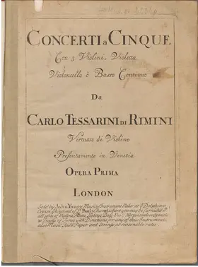 Concerti a Cinque, Con 3 Violini, Violetta, Violoncello o Basso Continuo