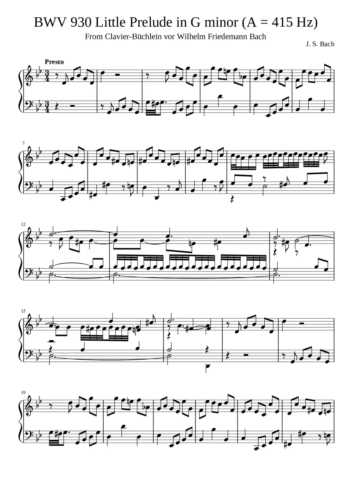 BWV 930: Prelude in G minor (A = 415 Hz) - Page 1