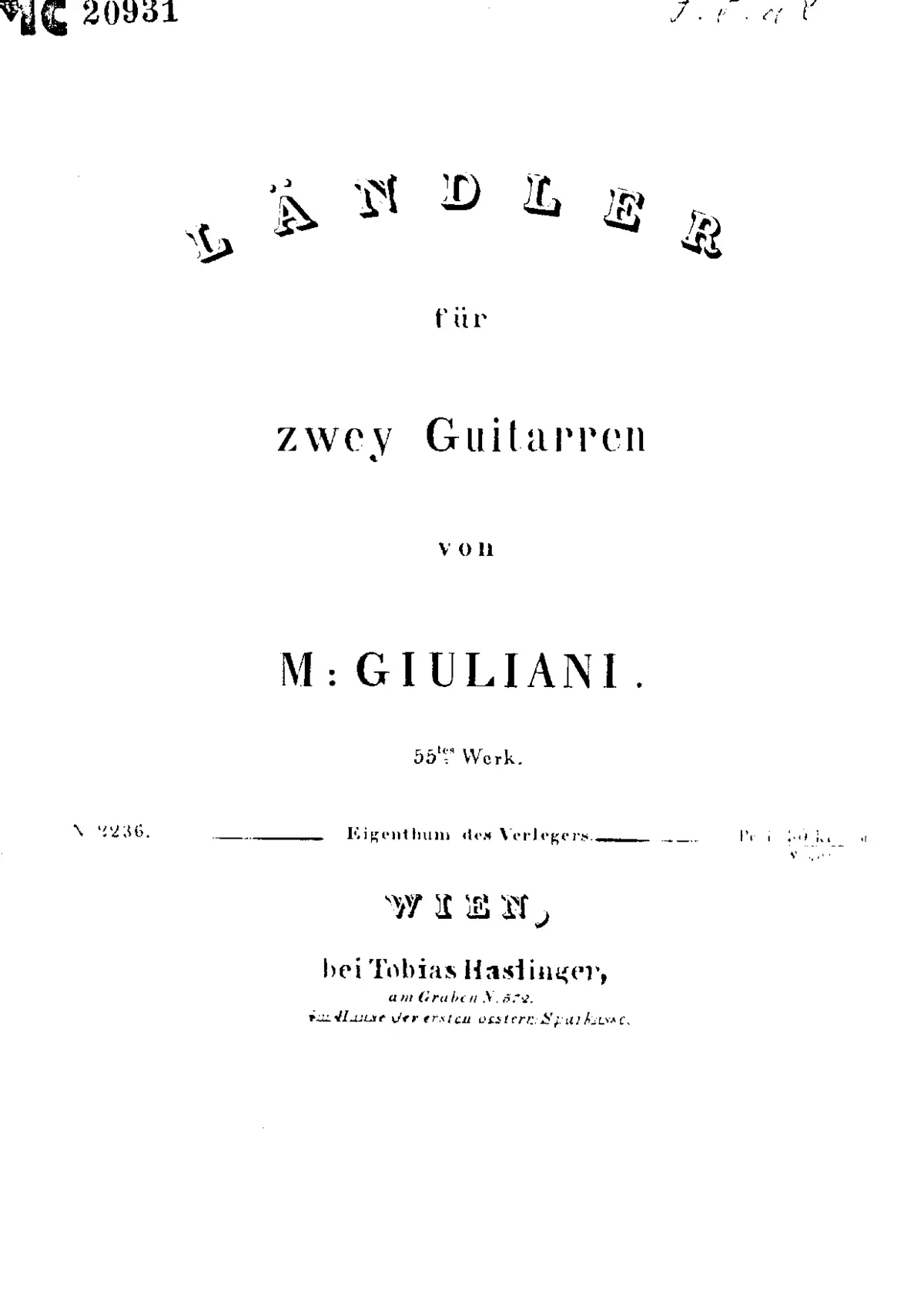 Ländler für zwey Guitarren - Page 1