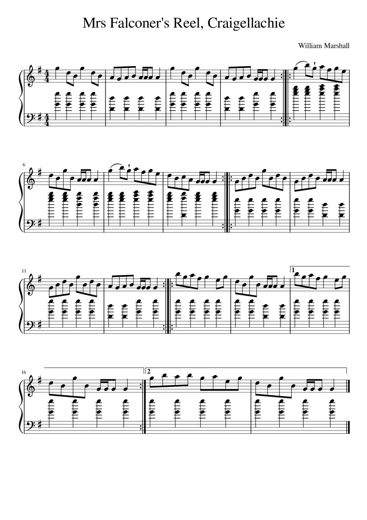 Mrs Falconer's Reel Craigellachie - Page 1