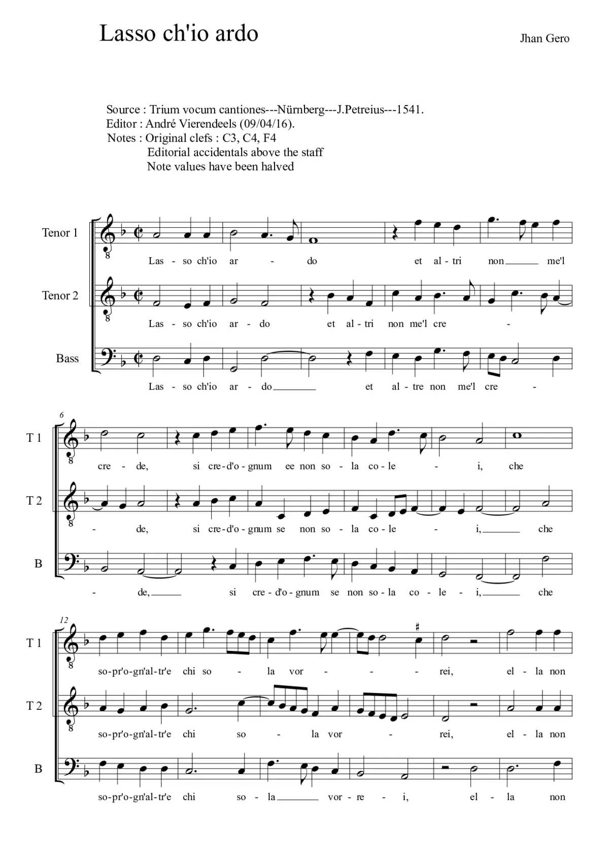 Lasso ch'io ardo - Page 1