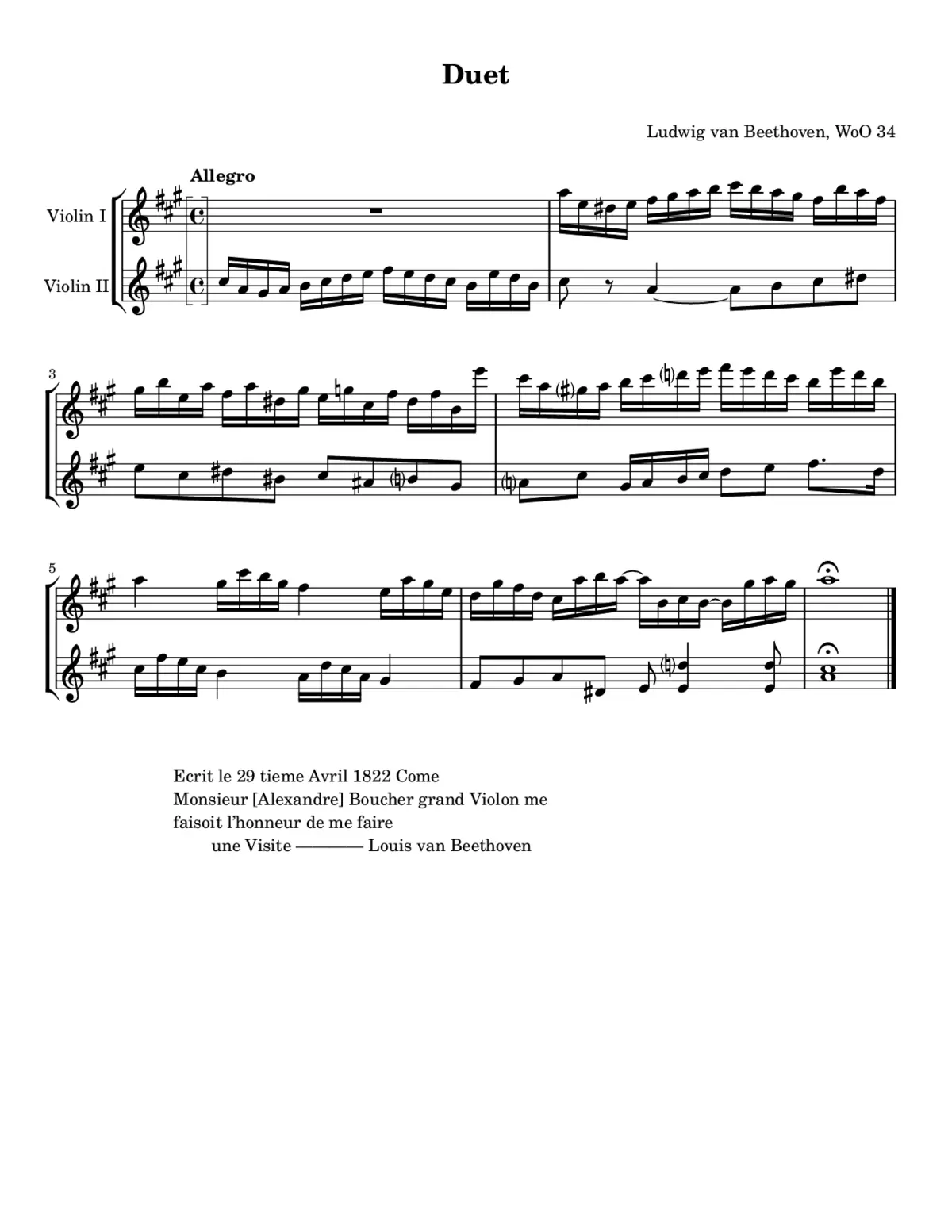 Duet for 2 Violins, WoO 34 - Page 1