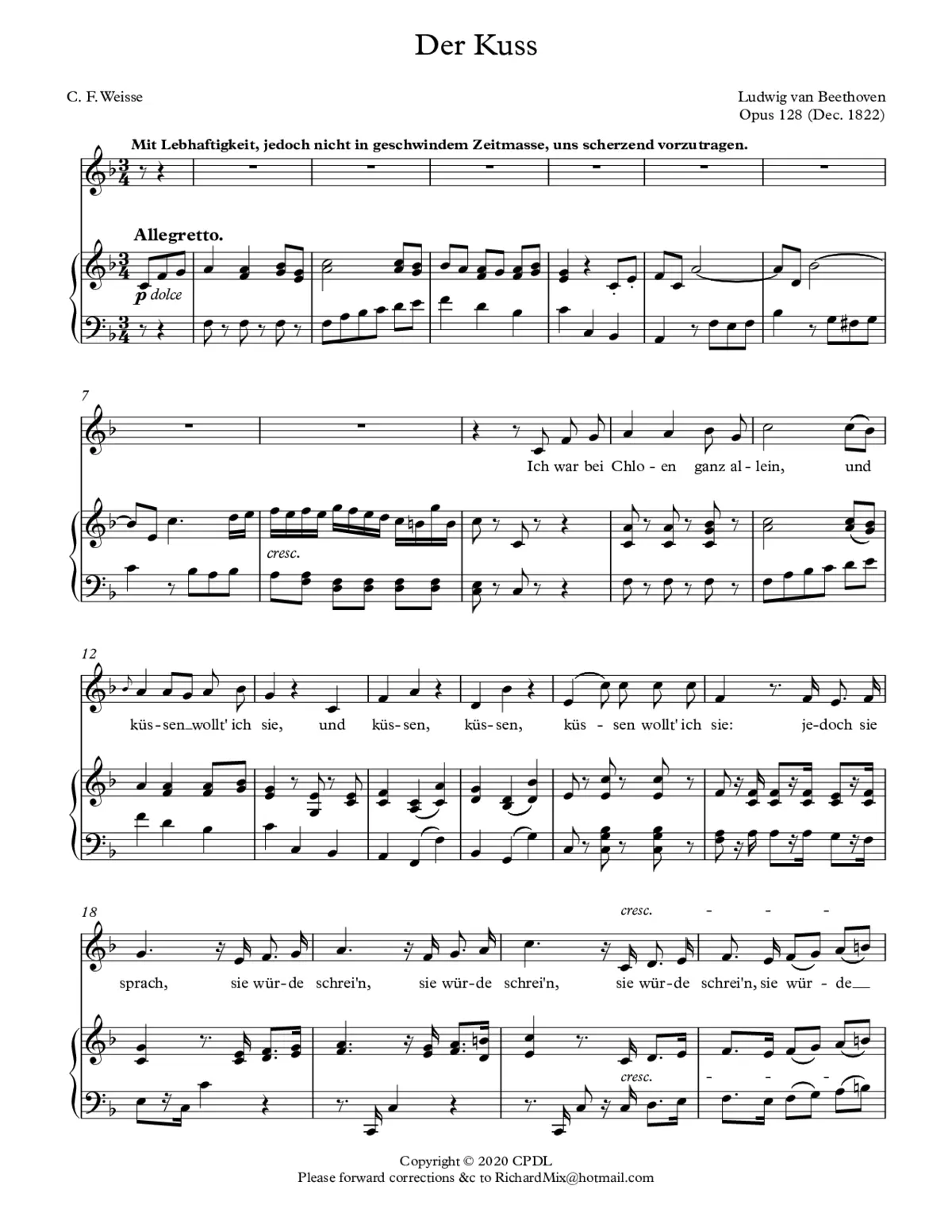Der Kuß, Op. 128 - Page 1