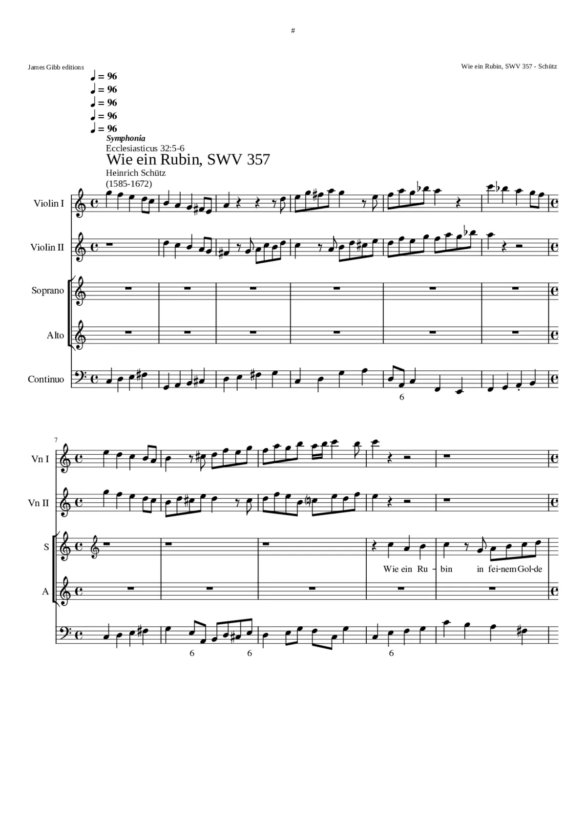 Wie ein Rubin in feinem Golde leuchtet SWV 357 - Page 1
