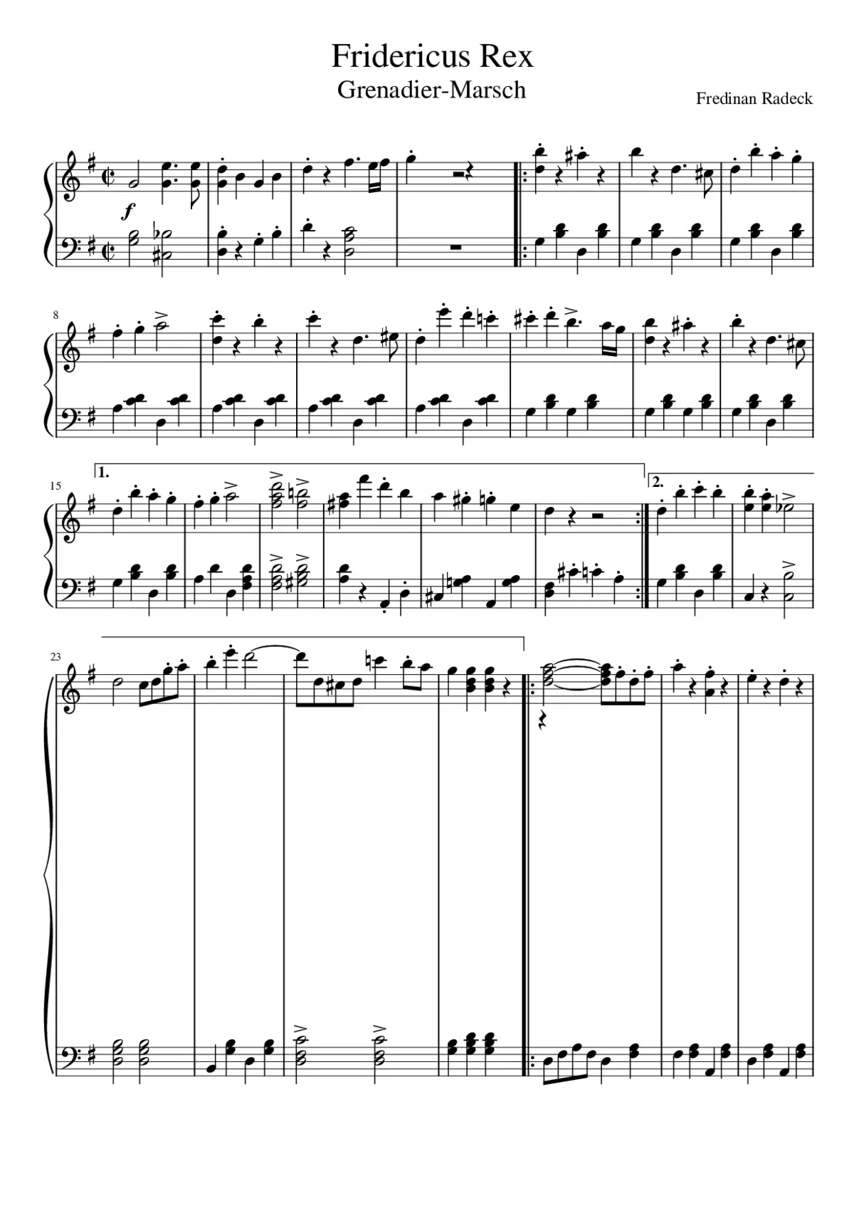 Fridericus Rex Grenadiermarsch Armeemarsch II 136 - Page 1