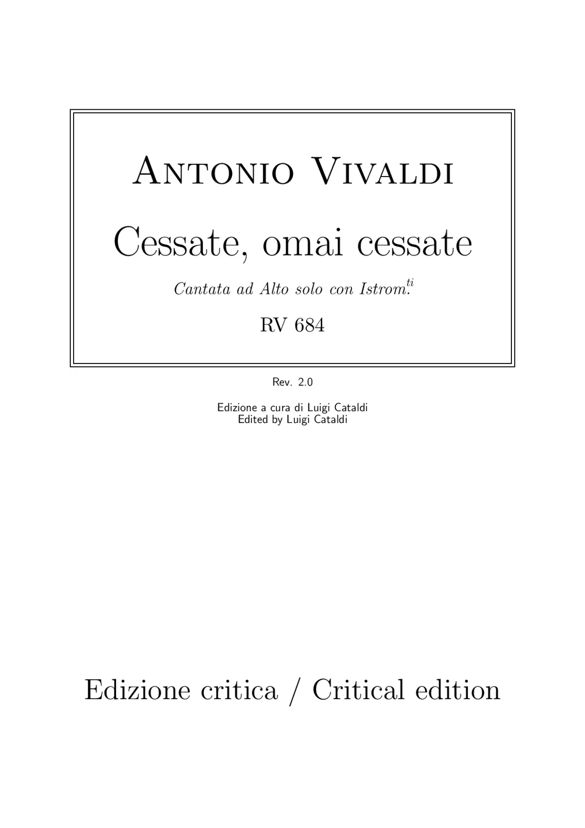 Cessate, omai cessate - Page 1
