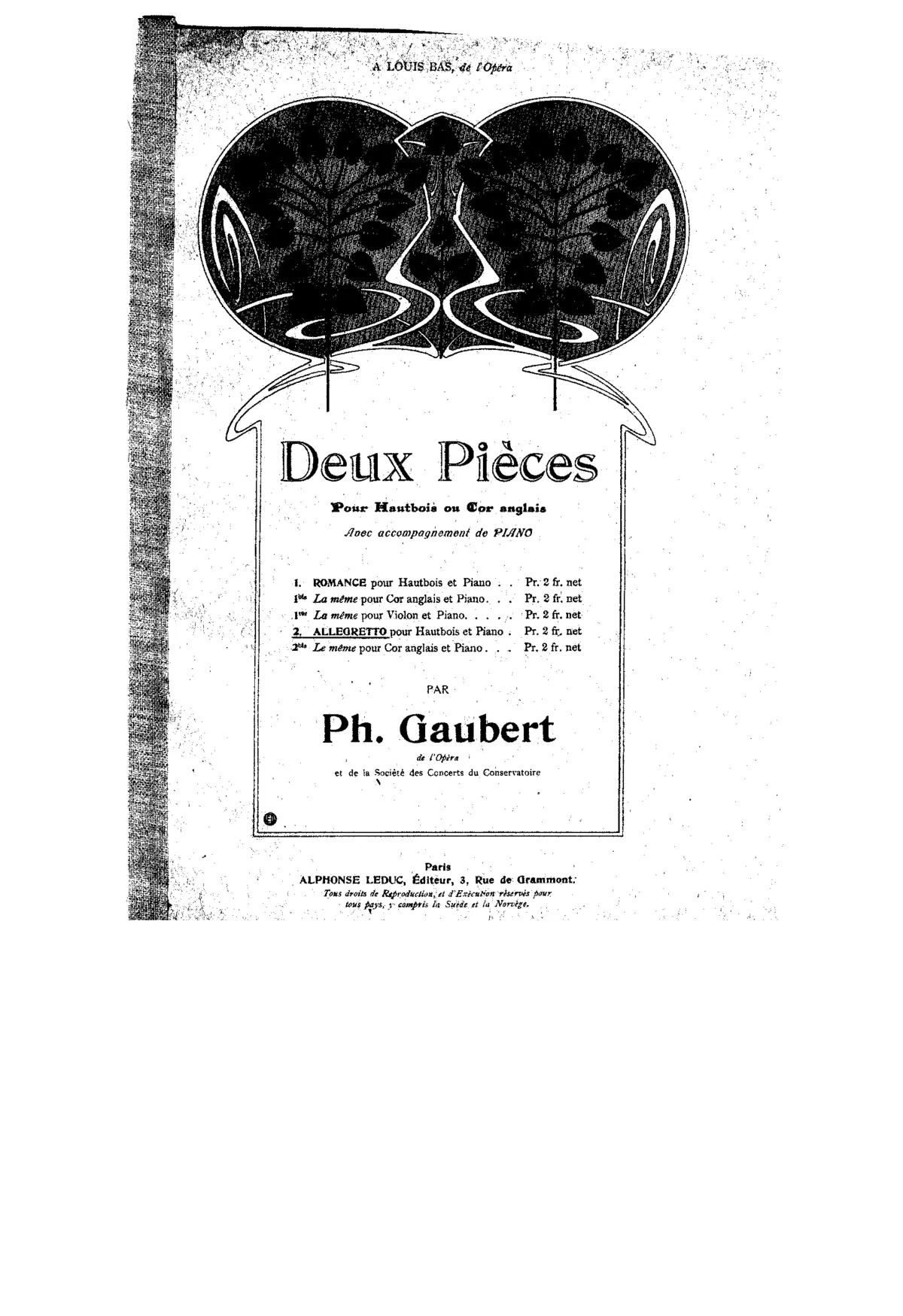 2 Pièces pour hautbois et piano - Page 1