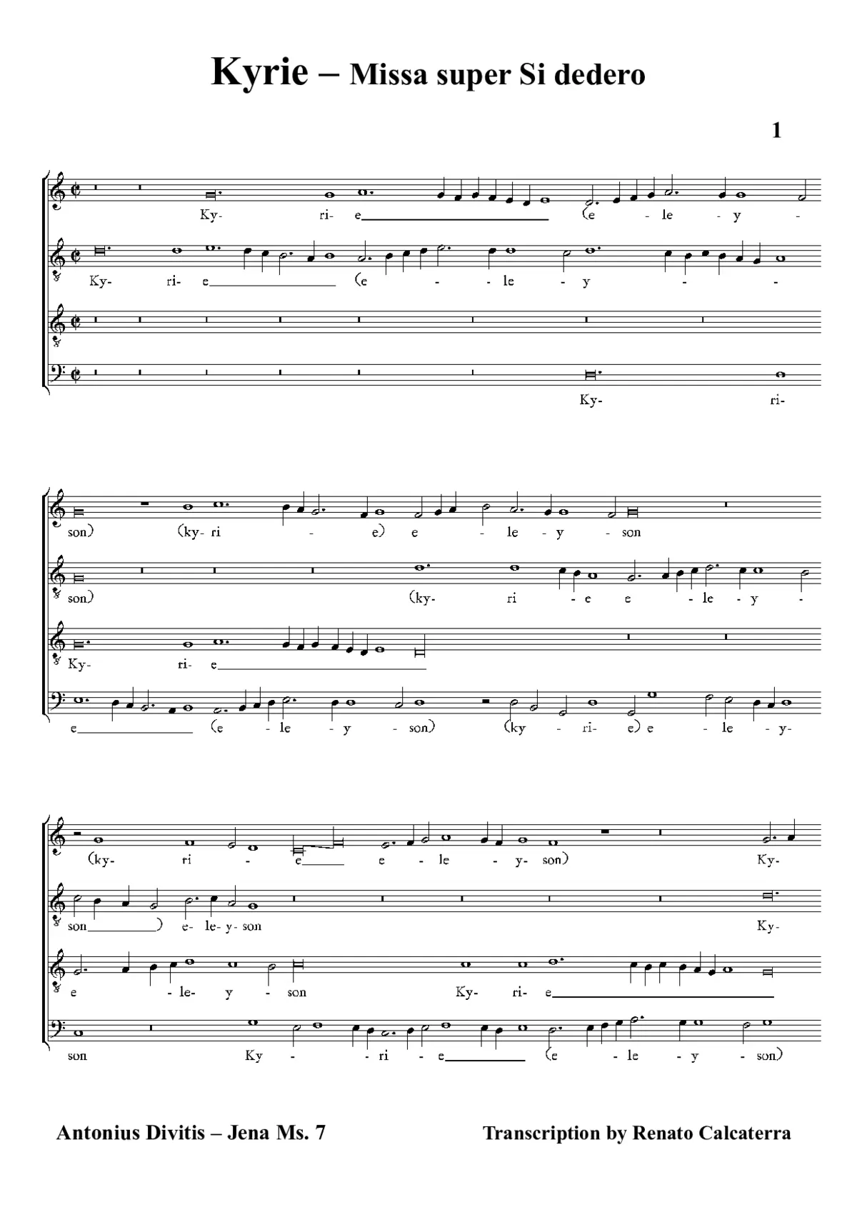 Missa super Si dedero - Page 1