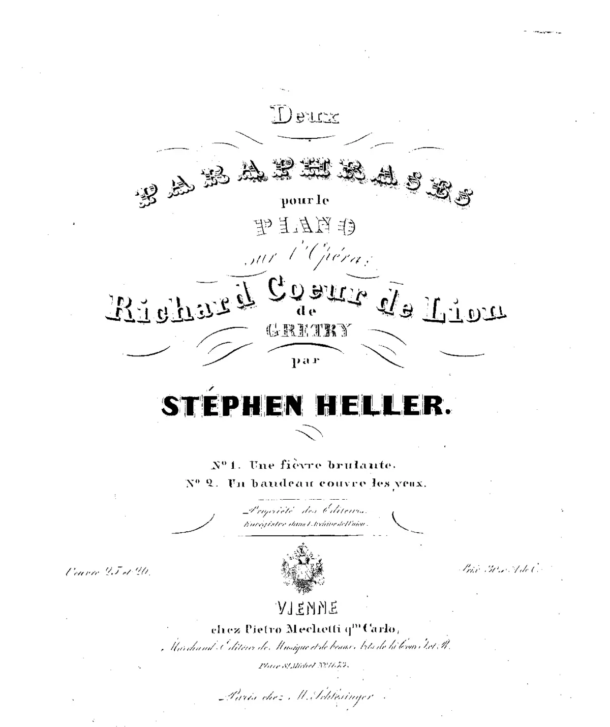 Deux Paraphrases sur l'Opéra 'Richard Cœur de Lion' de Grétry - Page 1
