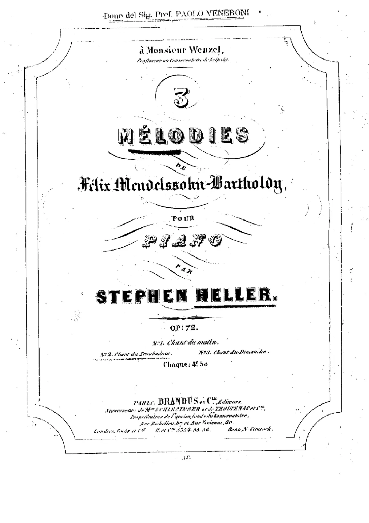 3 Melodies de Mendelssohn - Page 1