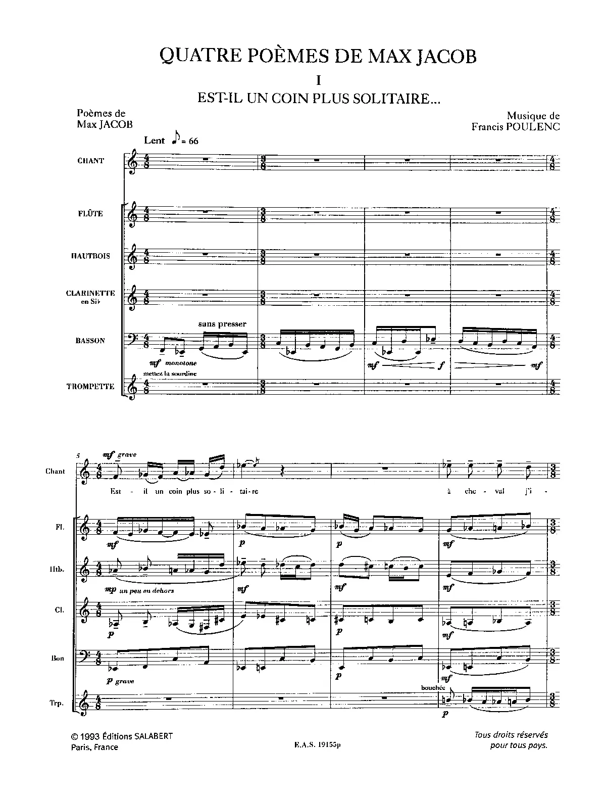 4 Poèmes de Max Jacob, FP 22 - Page 1