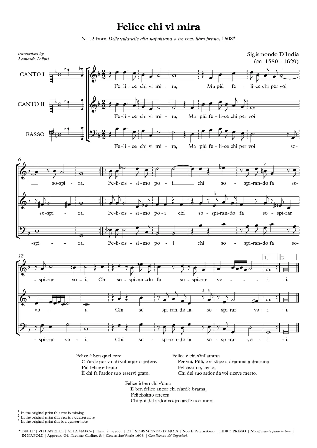 Felice chi vi mira - Page 1