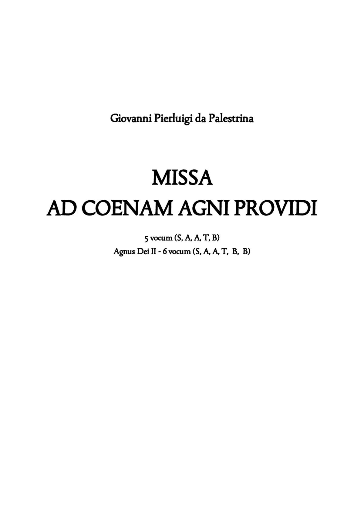 Missa Ad coenam Agni providi - Page 1