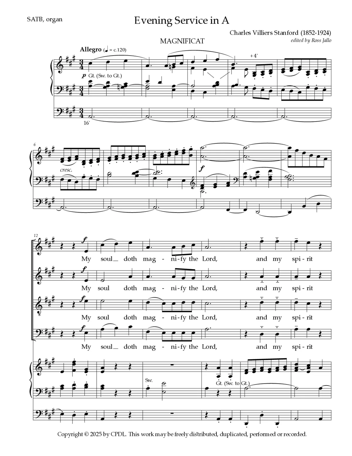 Evening Canticles in A, op. 12 - Page 1