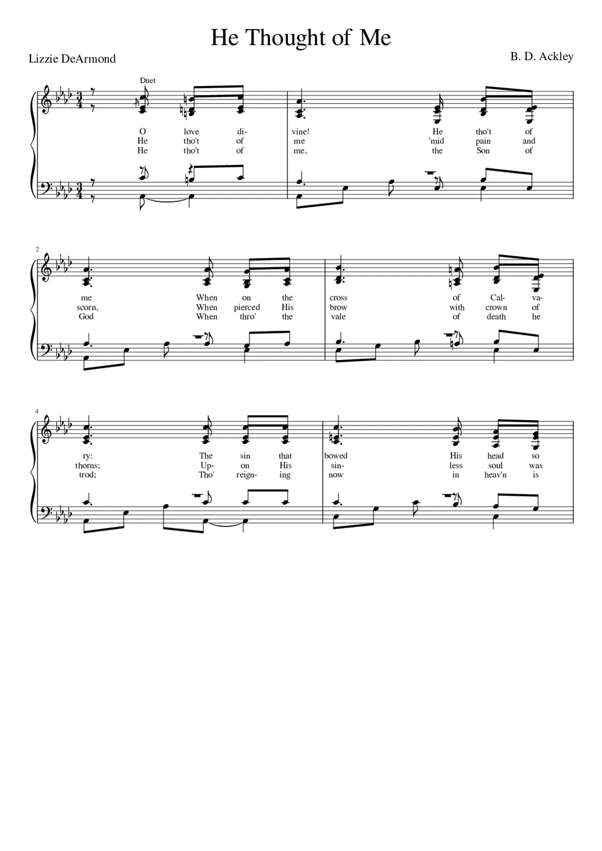 O love divine! He thought of me (Ackley) - Page 1