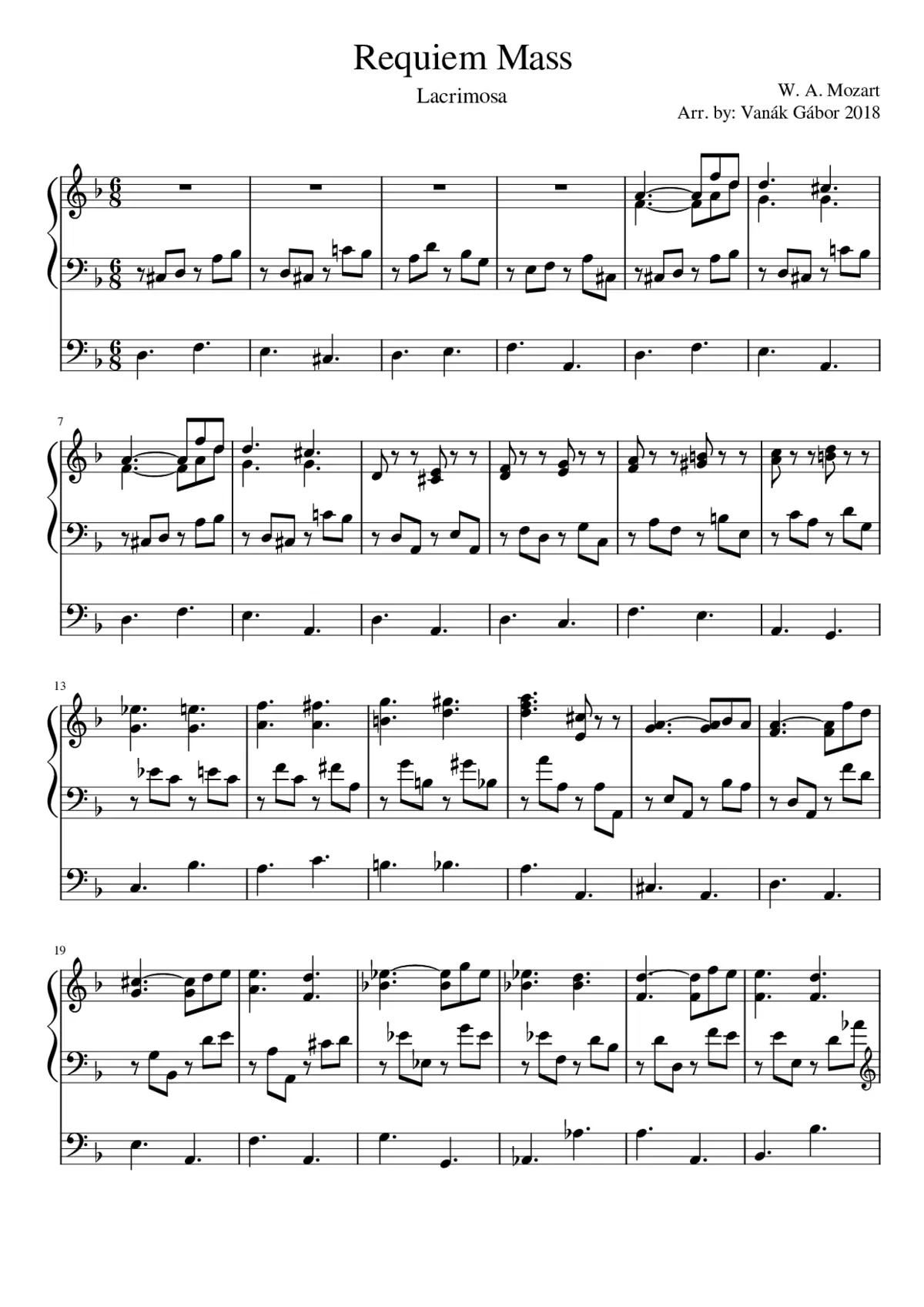 Requiem Mass Lacrimosa organ - Page 1