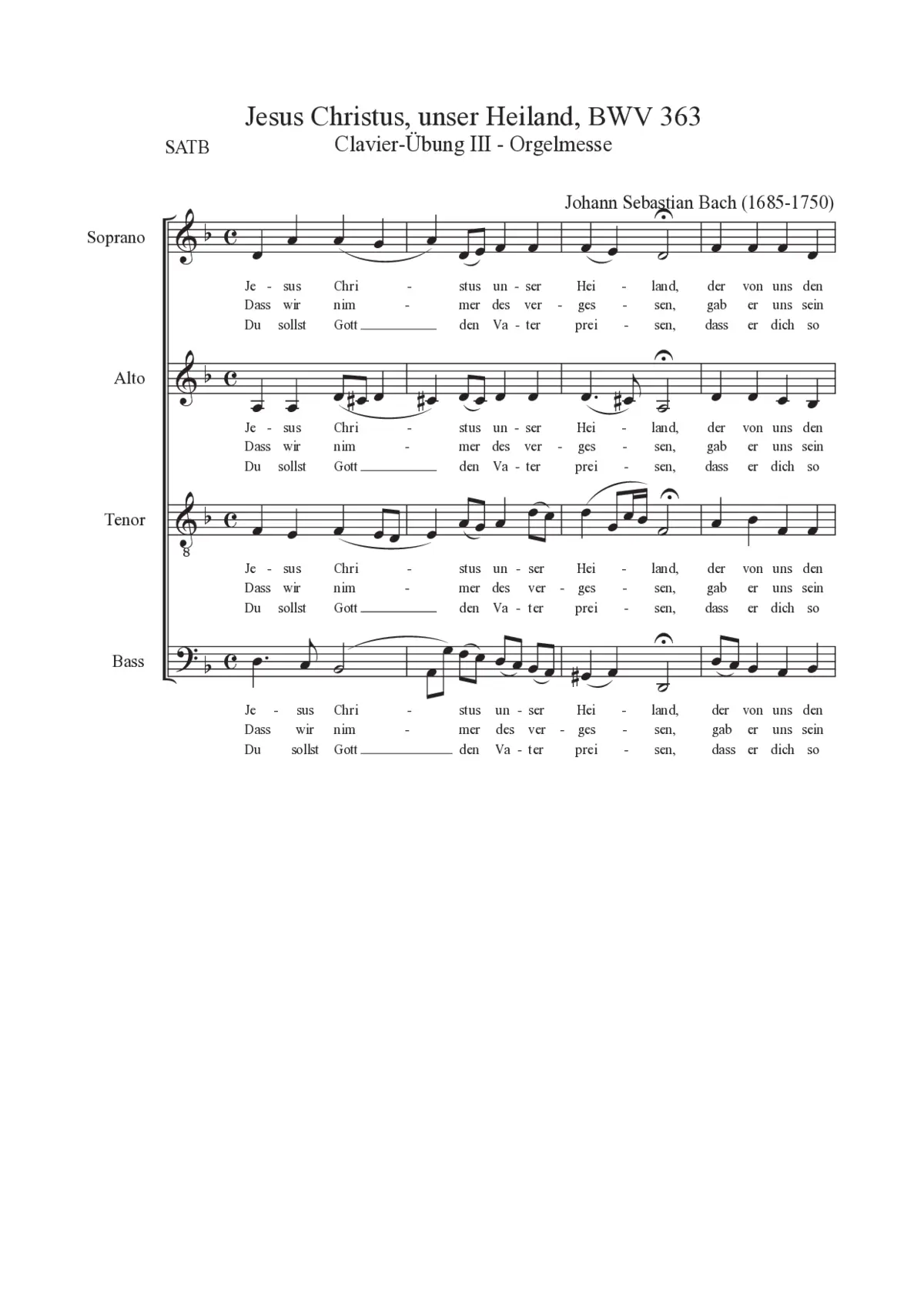 Jesus Christus, unser Heiland, der von uns, BWV 363 - Page 1