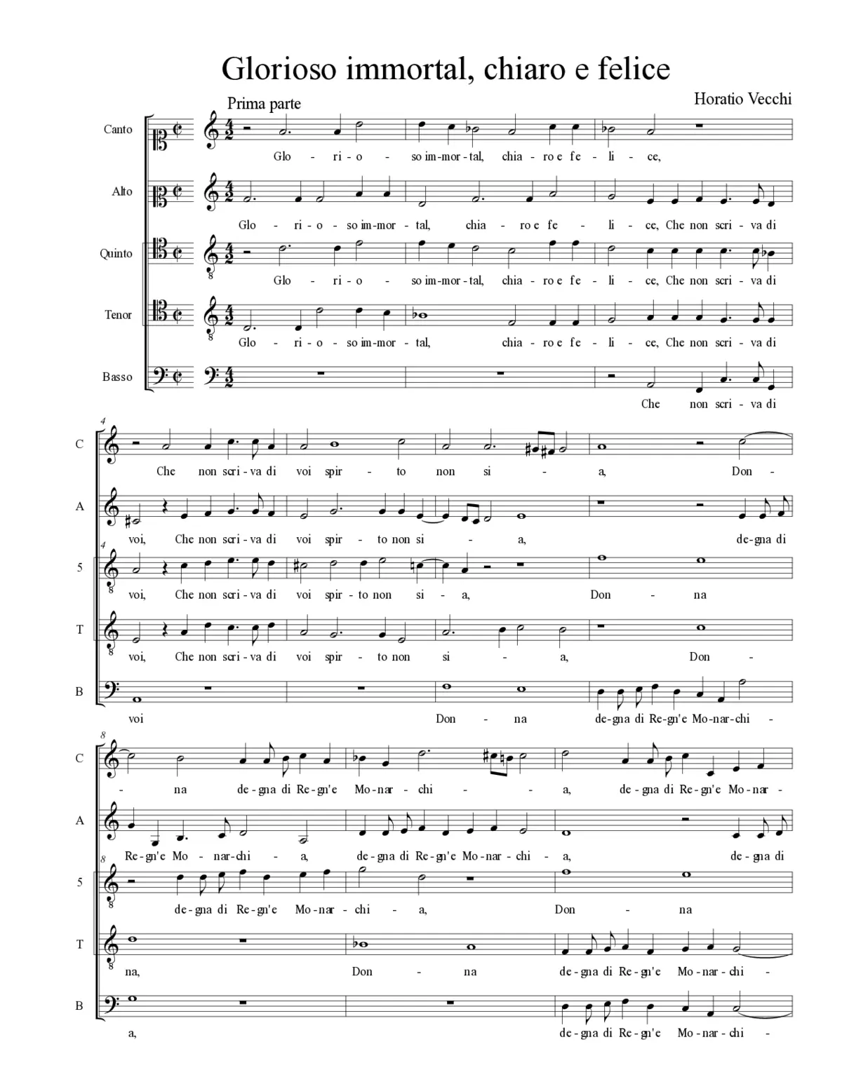 Glorioso immortal, chiaro e felice - Page 1