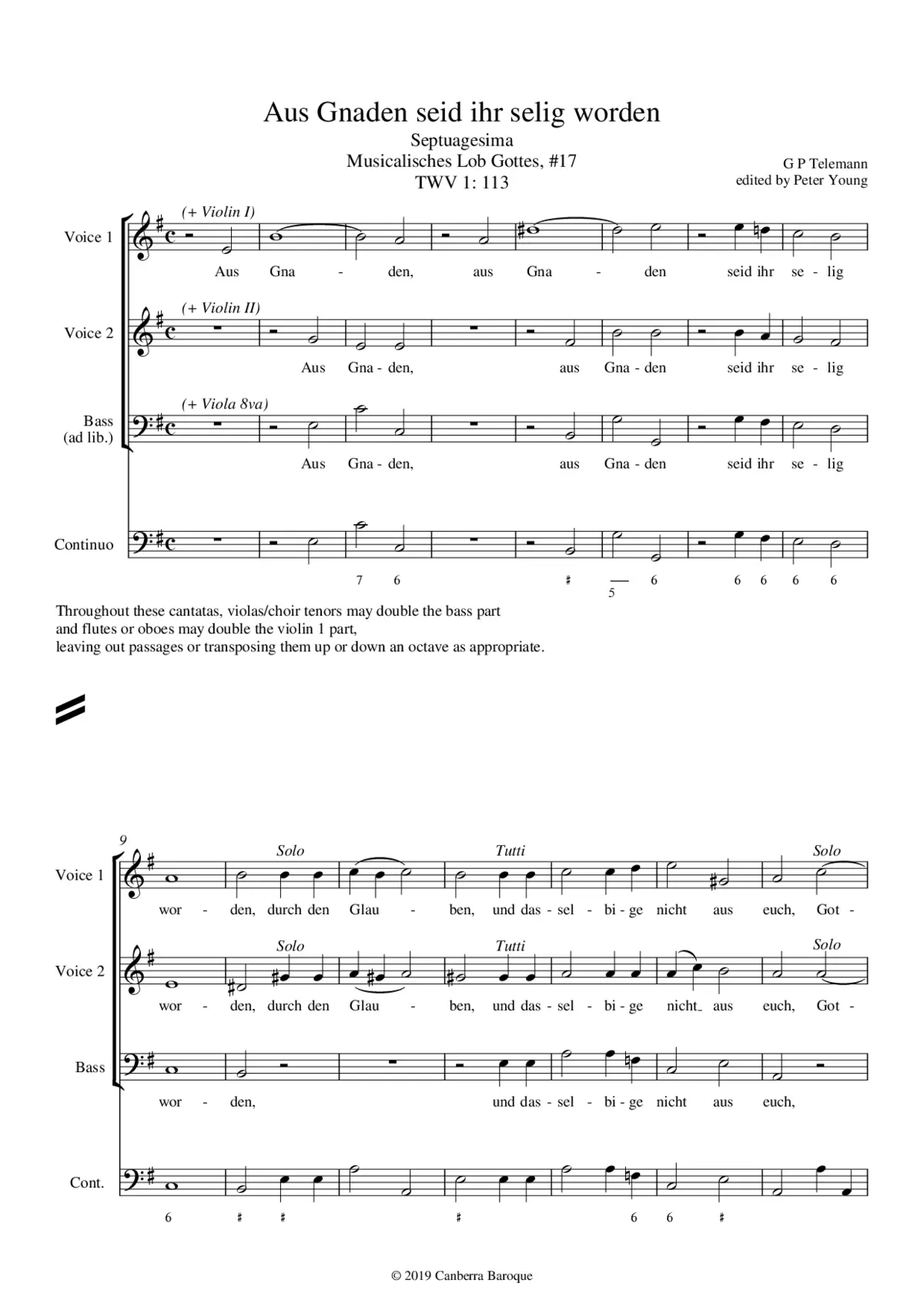 Aus Gnaden seid ihr selig worden, TWV 1:113 - Page 1