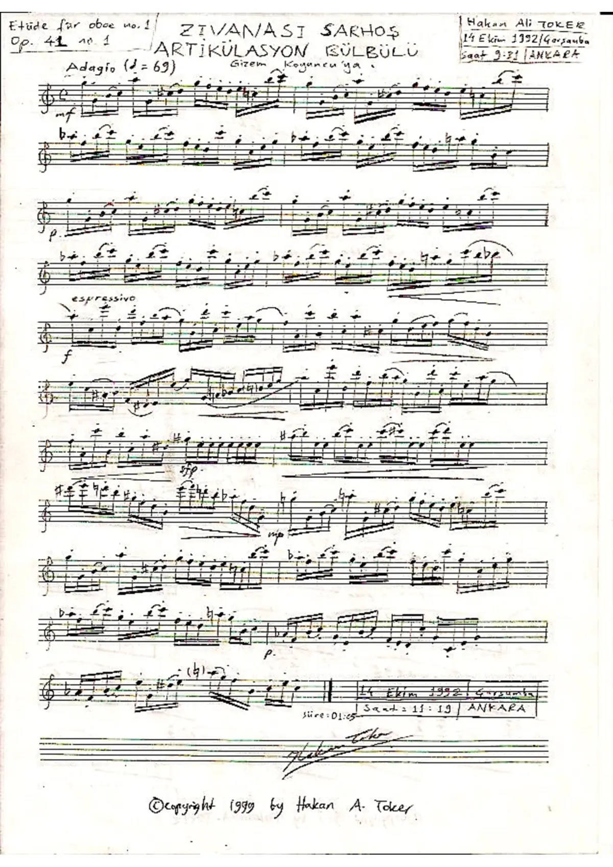 3 Etudes for Oboe/Flute/Clarinet - Page 1