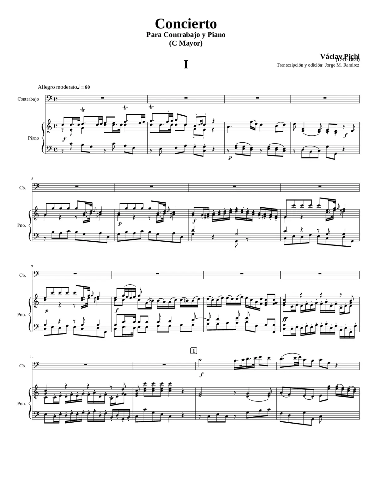 Concierto Para Contrabajo y Piano (C Mayor) - Primer Movimiento - Page 1
