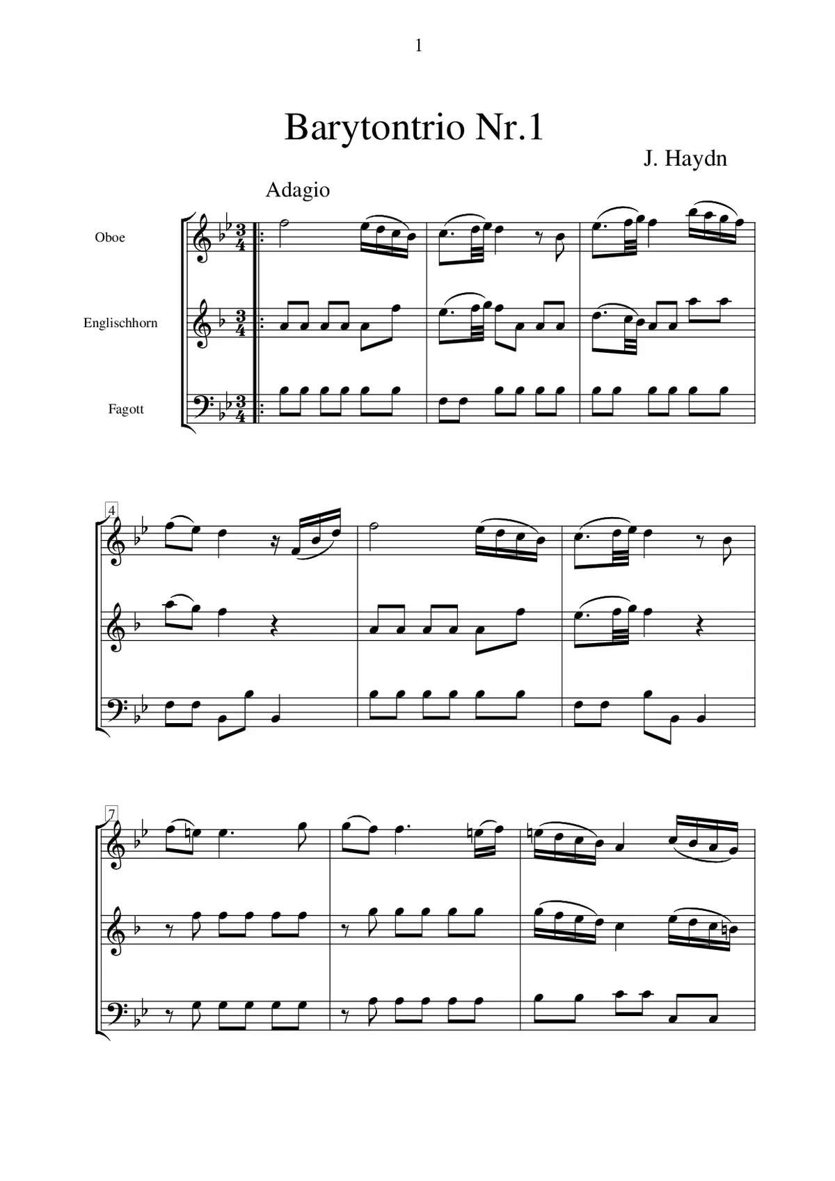 Baryton Trio in A major - Page 1