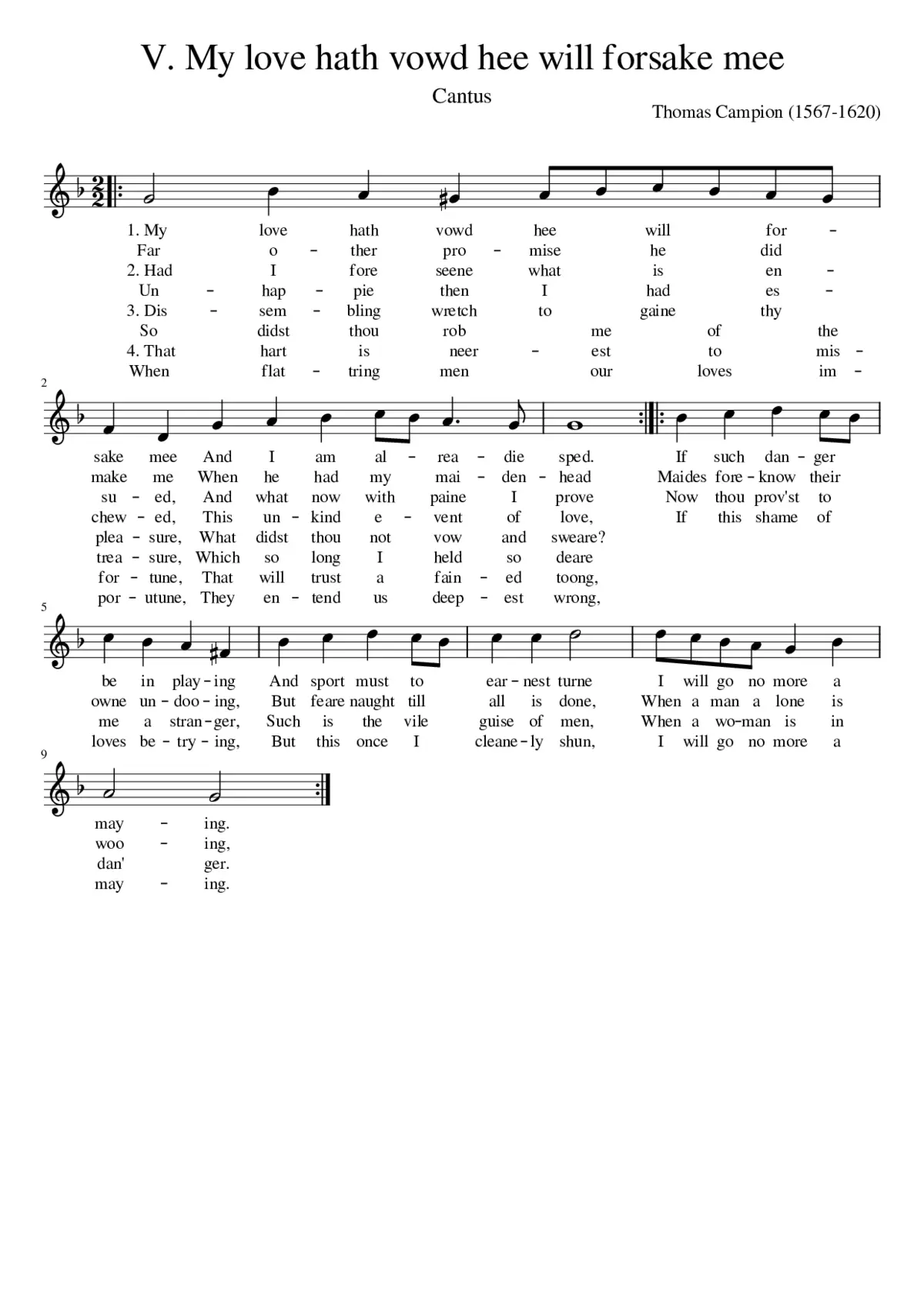V. My love hath vowd hee will forsake mee - Page 1