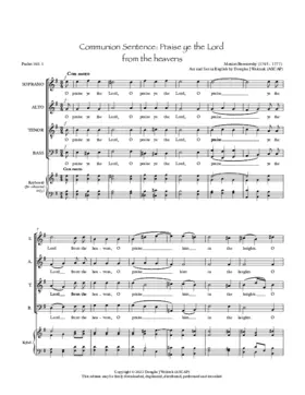 Communion Sentence: Praise the Lord from the heavens