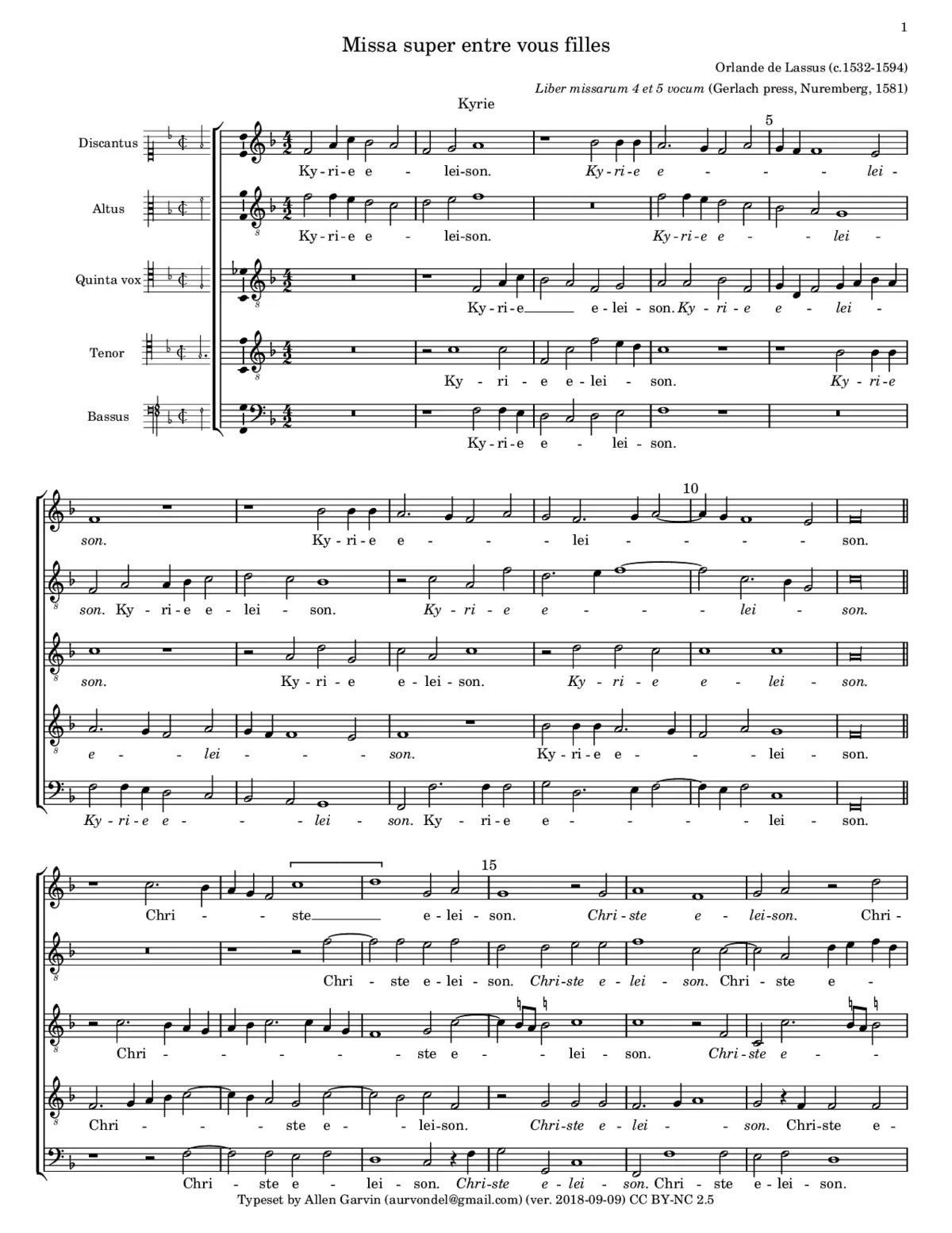 Missa Entre vous filles - Page 1