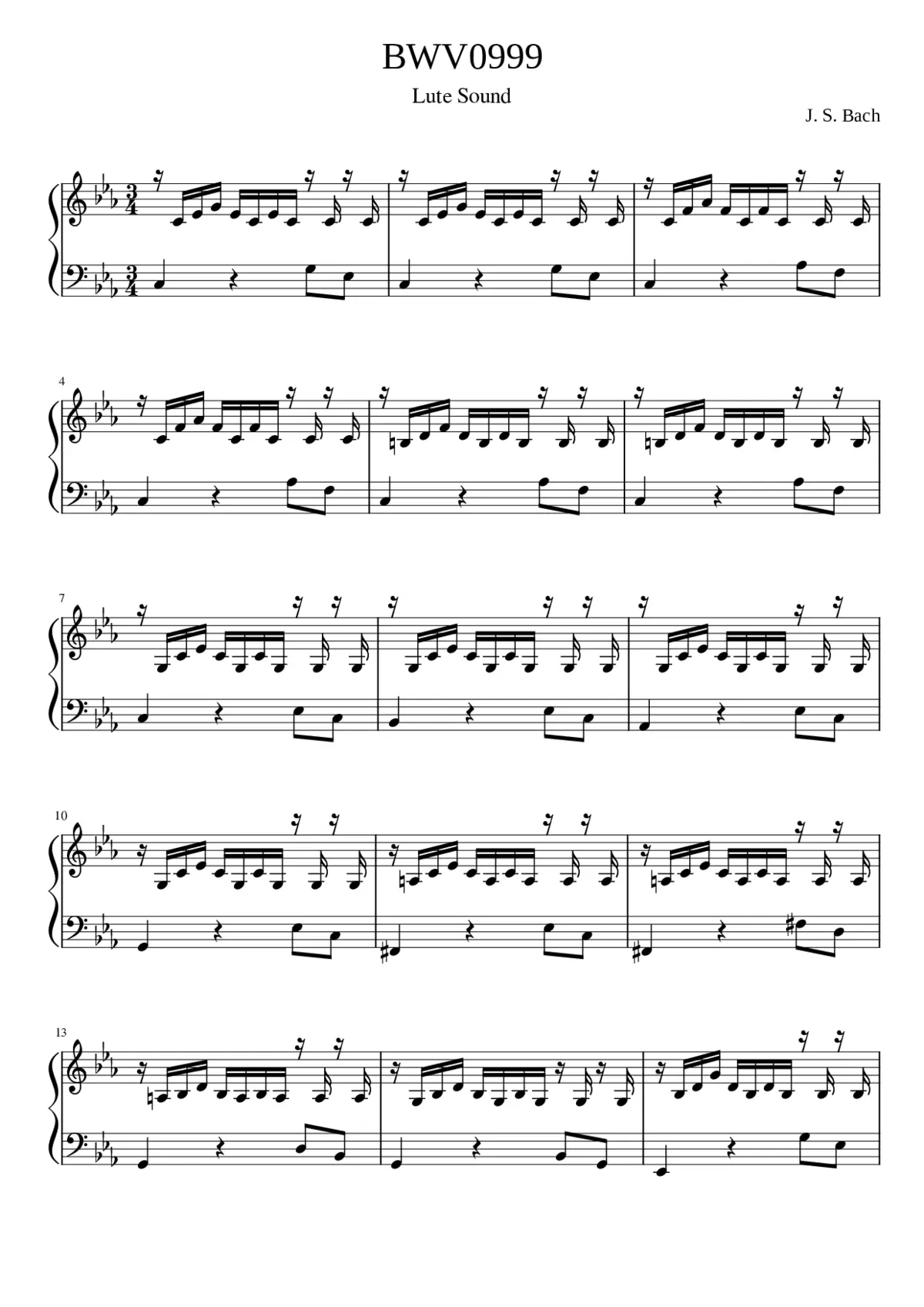 Prelude in C minor BWV 999 - Page 1