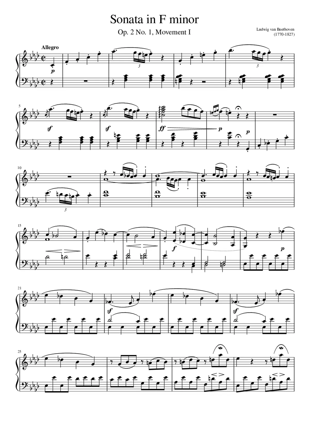 Piano Sonata No.1 Op.2 No.1 - Page 1