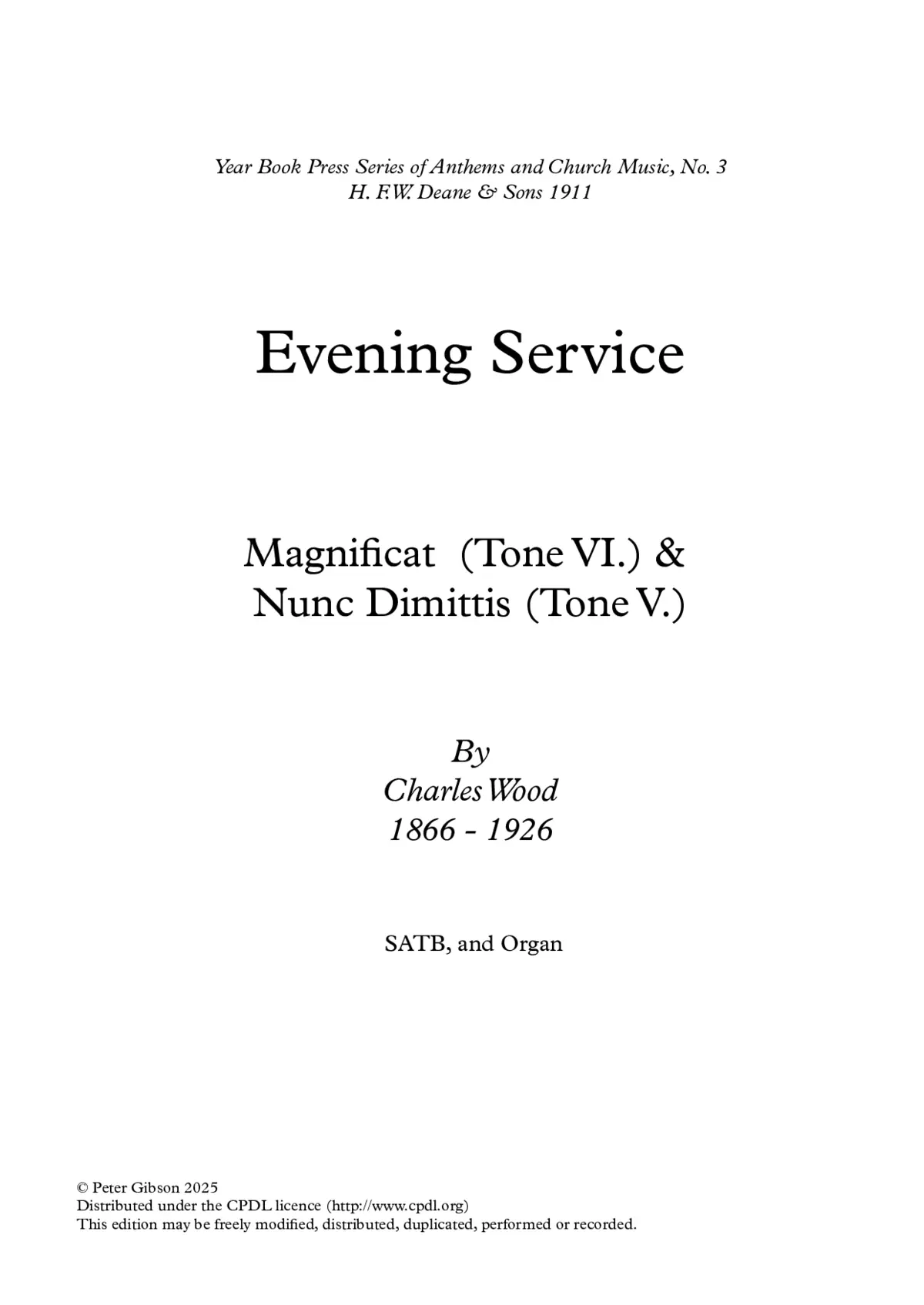 Evening Service, Tone VI – V - Page 1