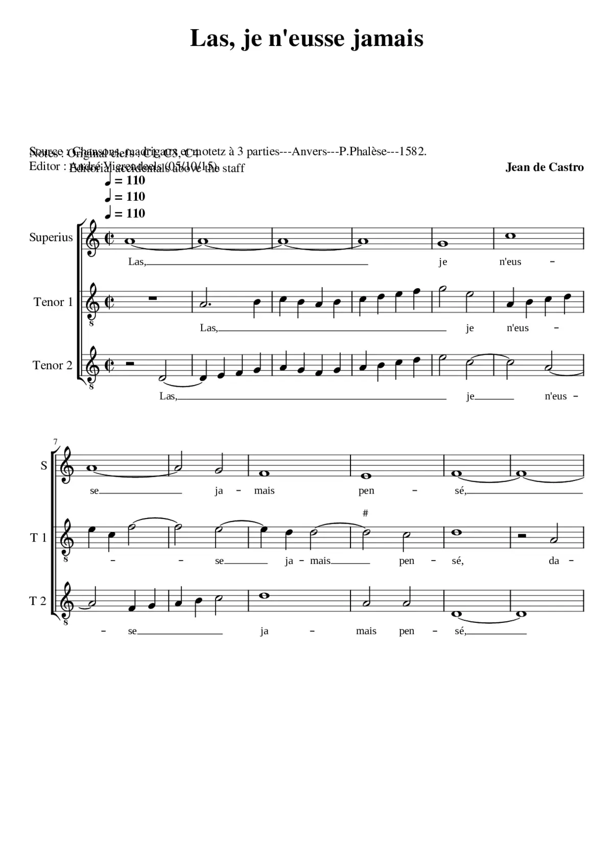 Las je n'eusse jamais pensé - Page 1