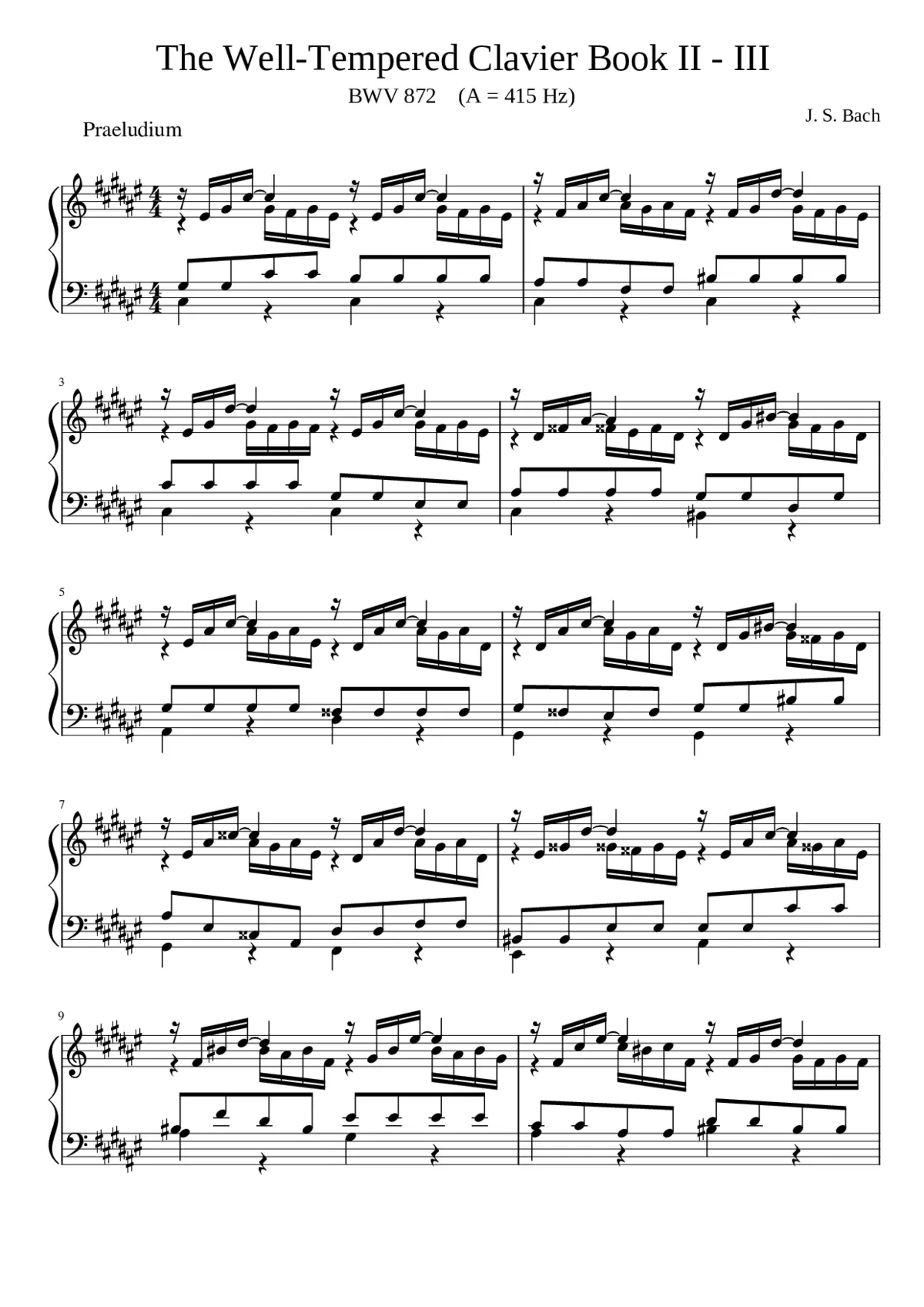 Prelude and Fugue in C-sharp major BWV 872 - Page 1