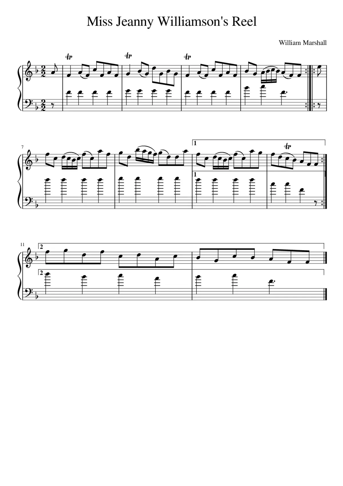 Miss Jeanny Williamson's Reel - Page 1