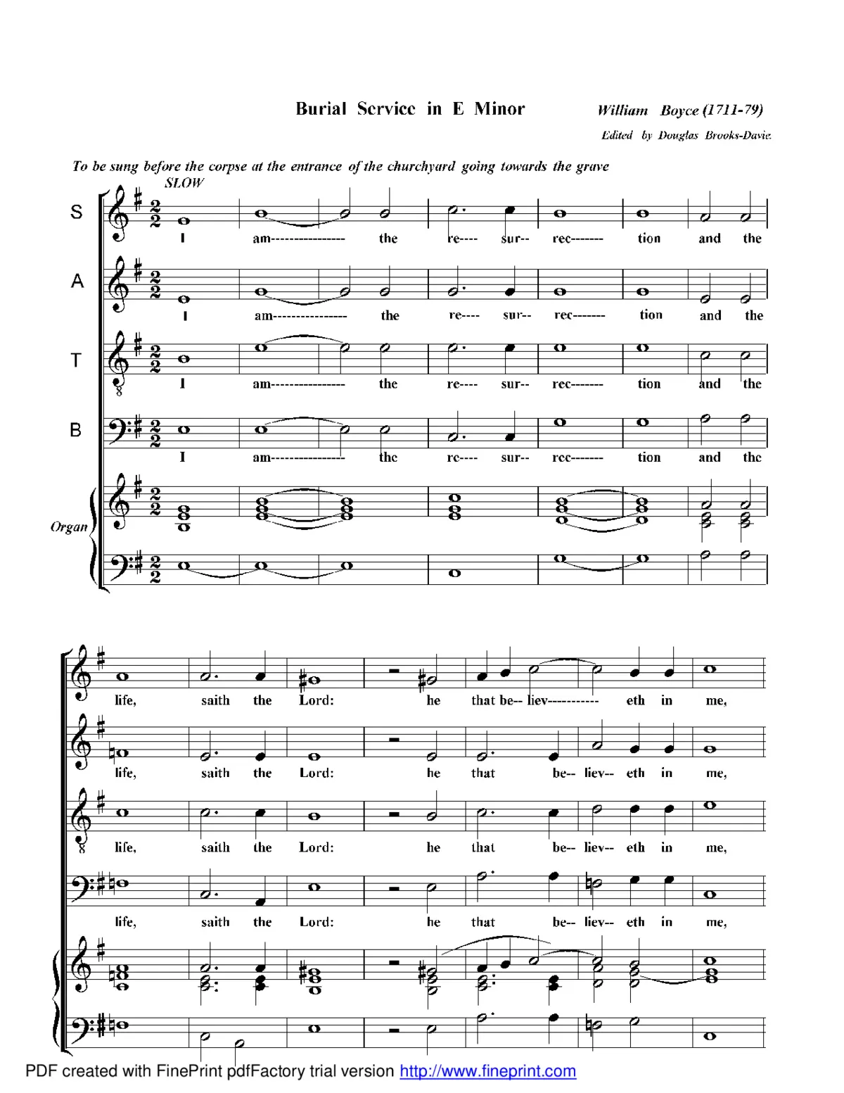 Burial Service in E Minor - Page 1