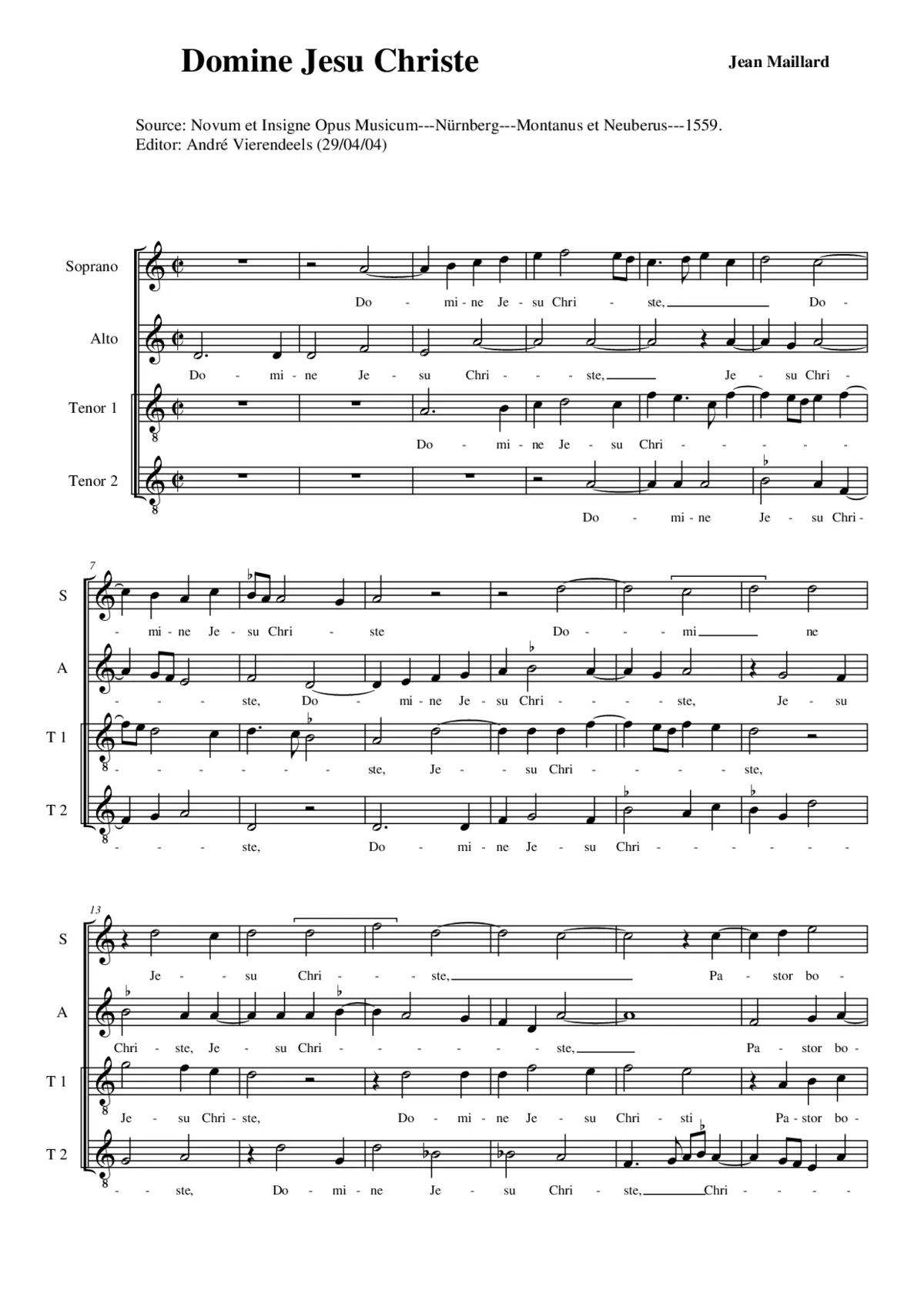 Domine Jesu Christe, pastor bone - Page 1