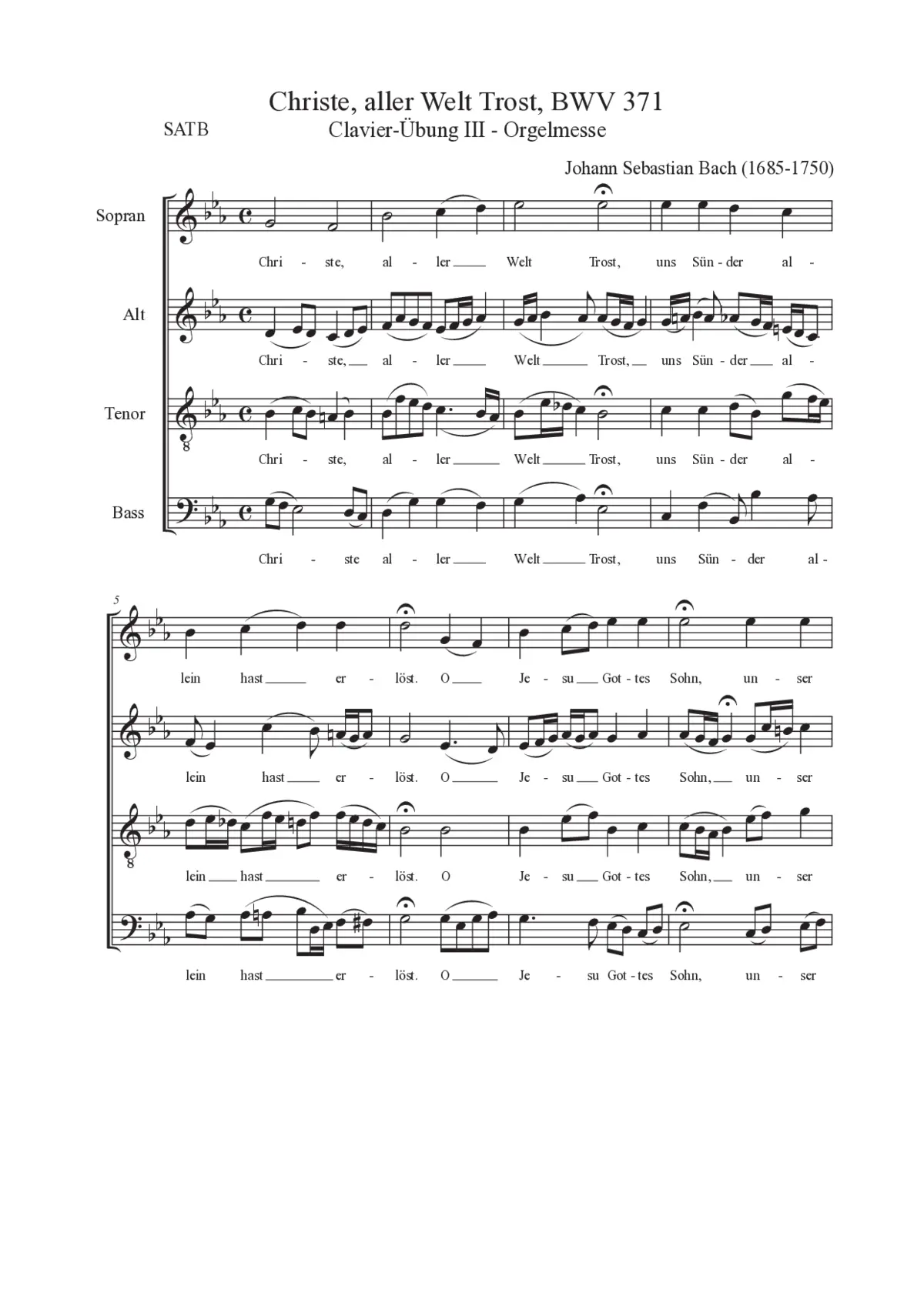 Christe, aller Welt Trost, BWV 371 - Page 1