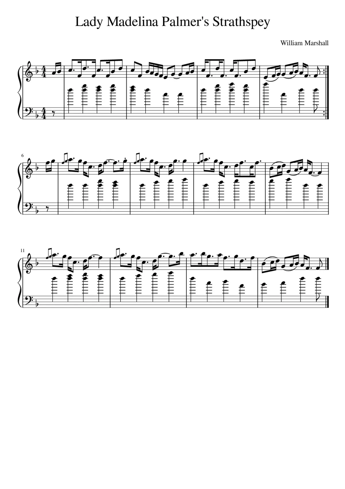 Lady Madelina Palmer's Strathspey - Page 1