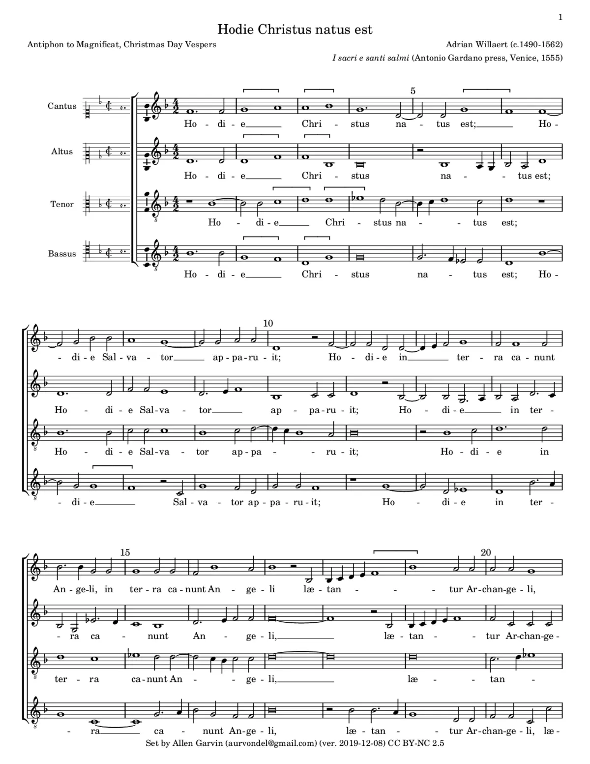 Hodie Christus natus est - Page 1